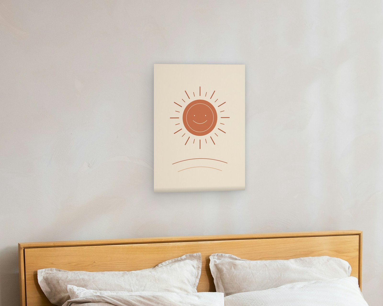 Golden Sun Printable Wall Art, Gallery canvas in a bedroom