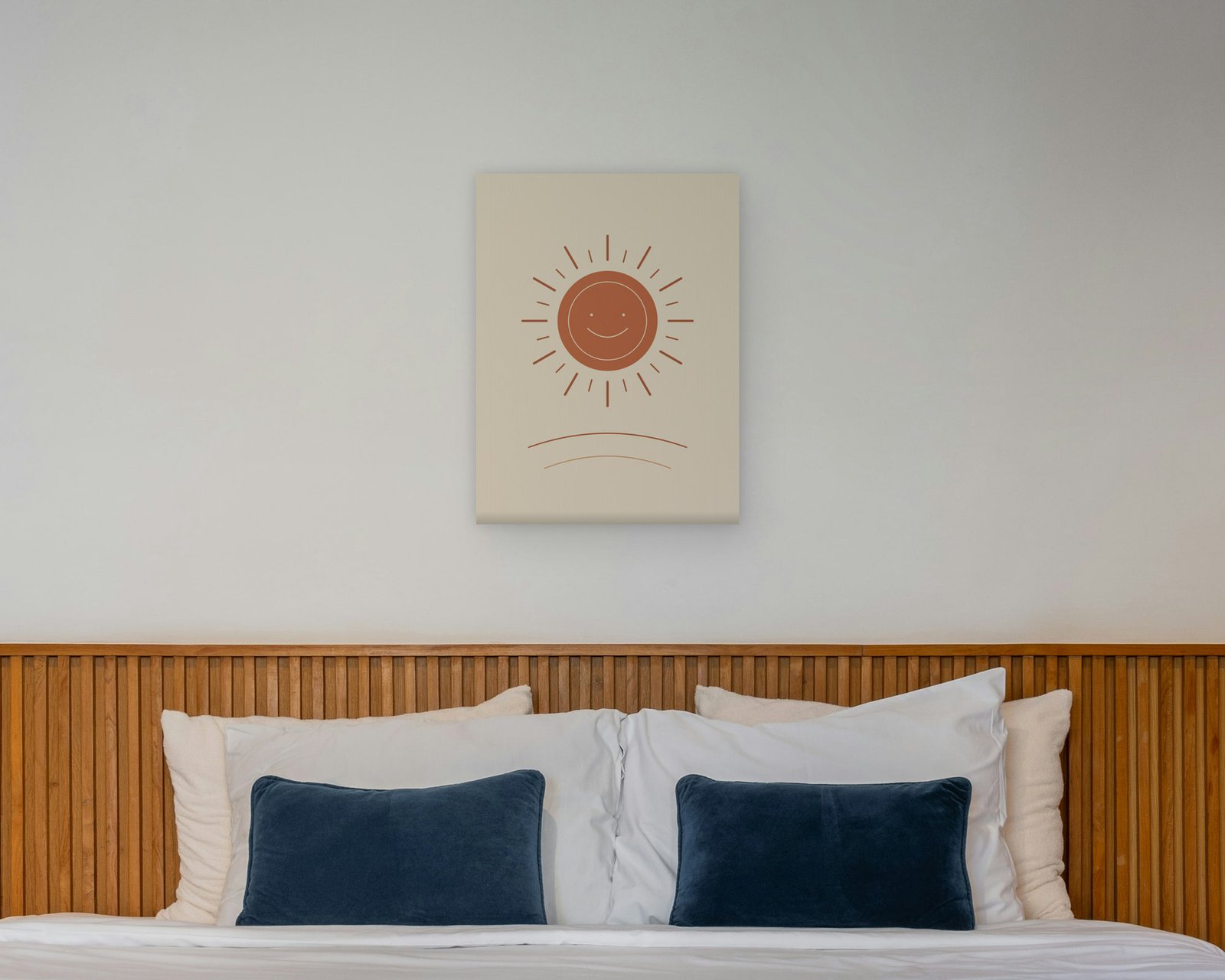 Golden Sun Printable Wall Art, Gallery canvas in a bedroom