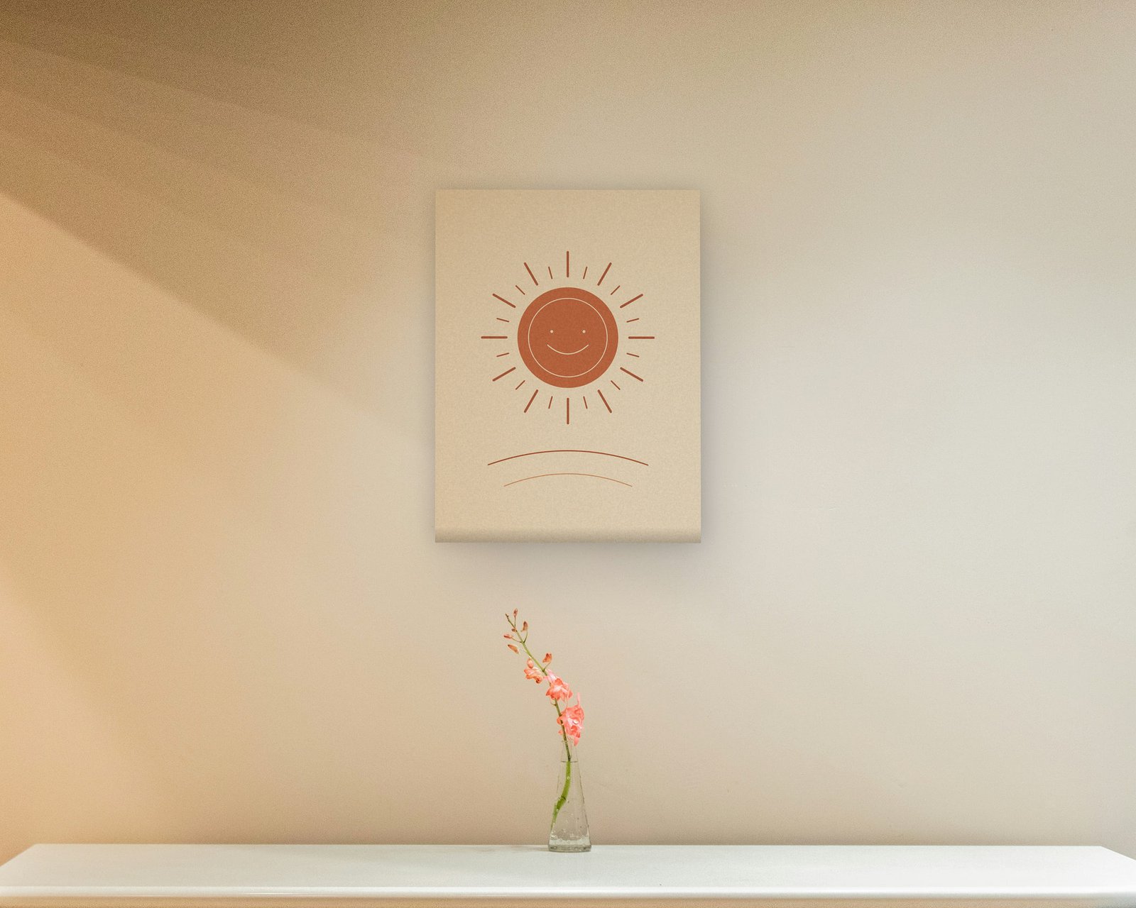 Golden Sun Printable Wall Art, Gallery canvas in a hallway and entry