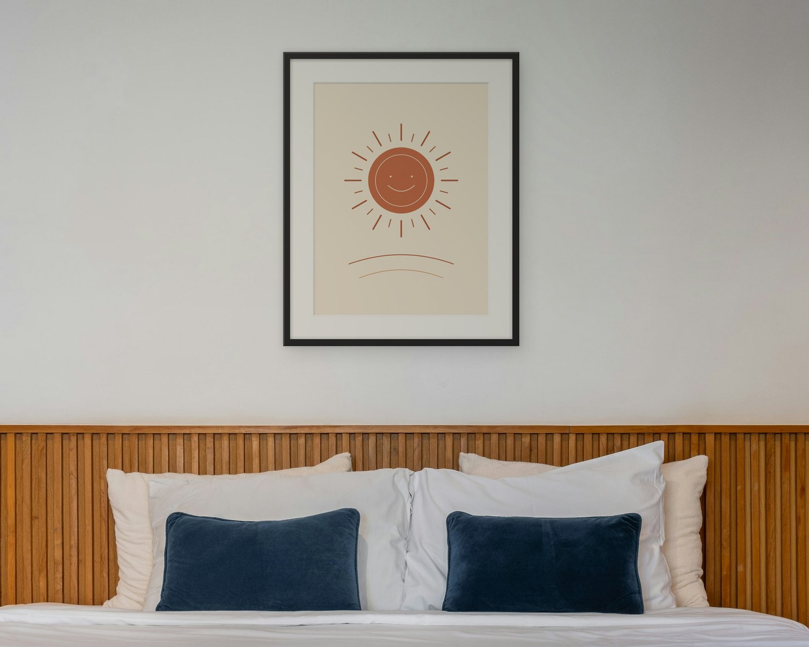 Golden Sun Printable Wall Art, Framed in a bedroom