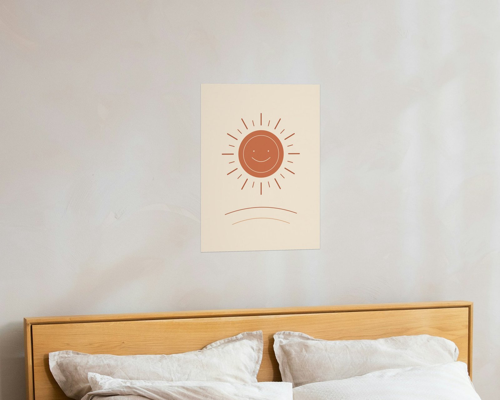 Golden Sun Printable Wall Art, Bare print in a bedroom