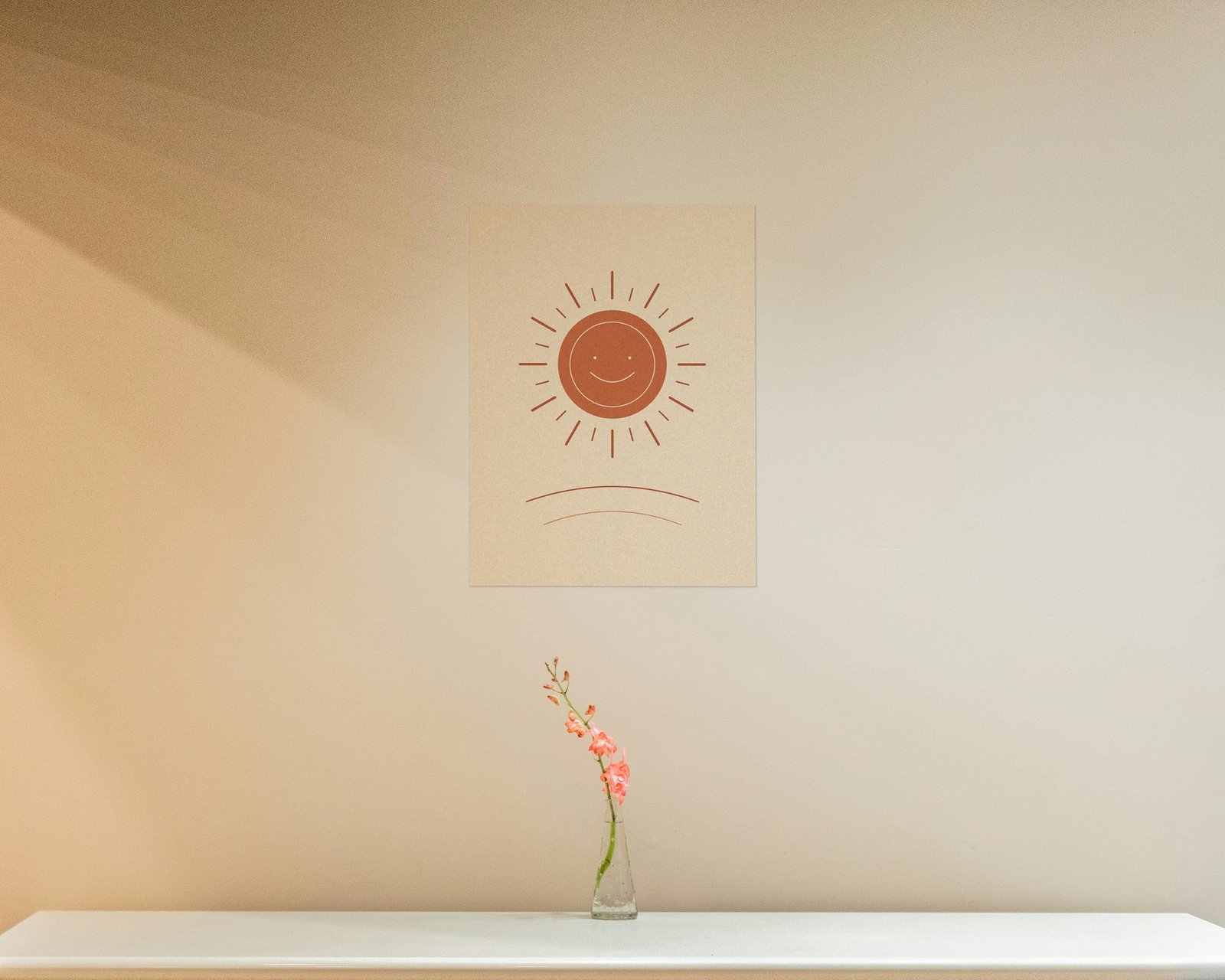 Golden Sun Printable Wall Art, Bare print in a hallway and entry