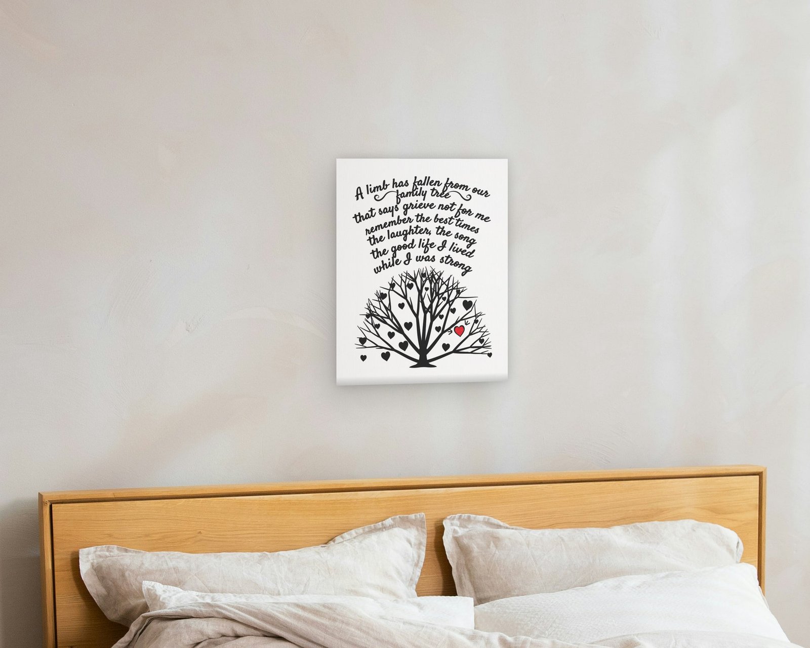 A Limb Has Fallen, Gallery canvas in a bedroom
