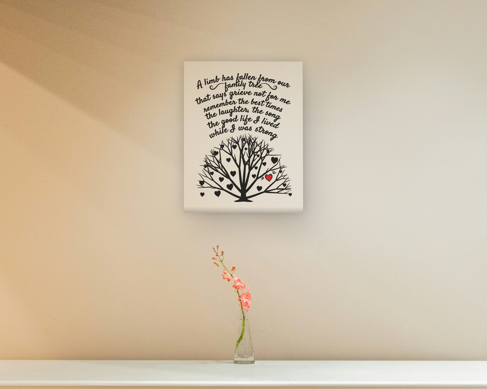A Limb Has Fallen, Gallery canvas in a hallway and entry