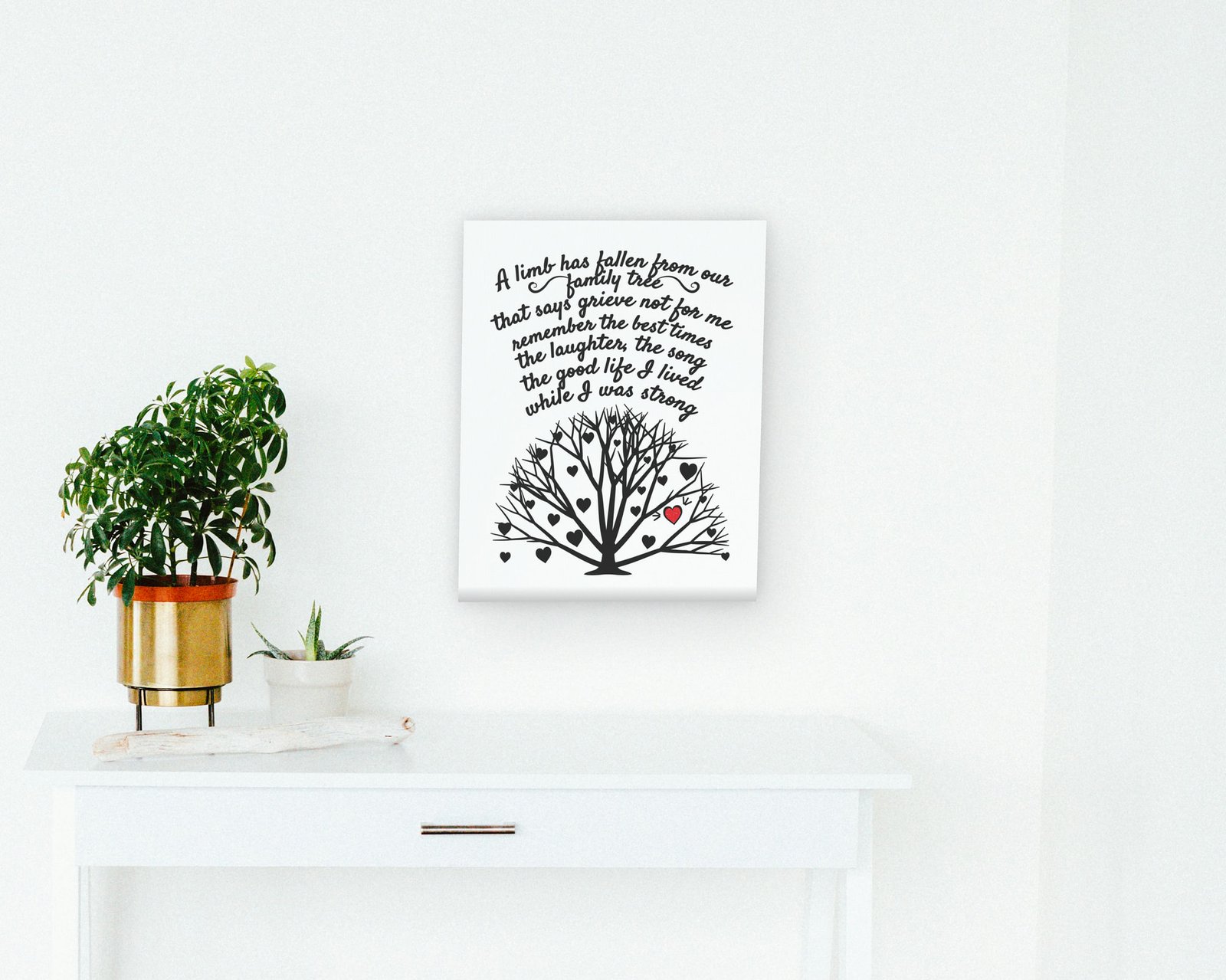 A Limb Has Fallen, Gallery canvas in a hallway and entry