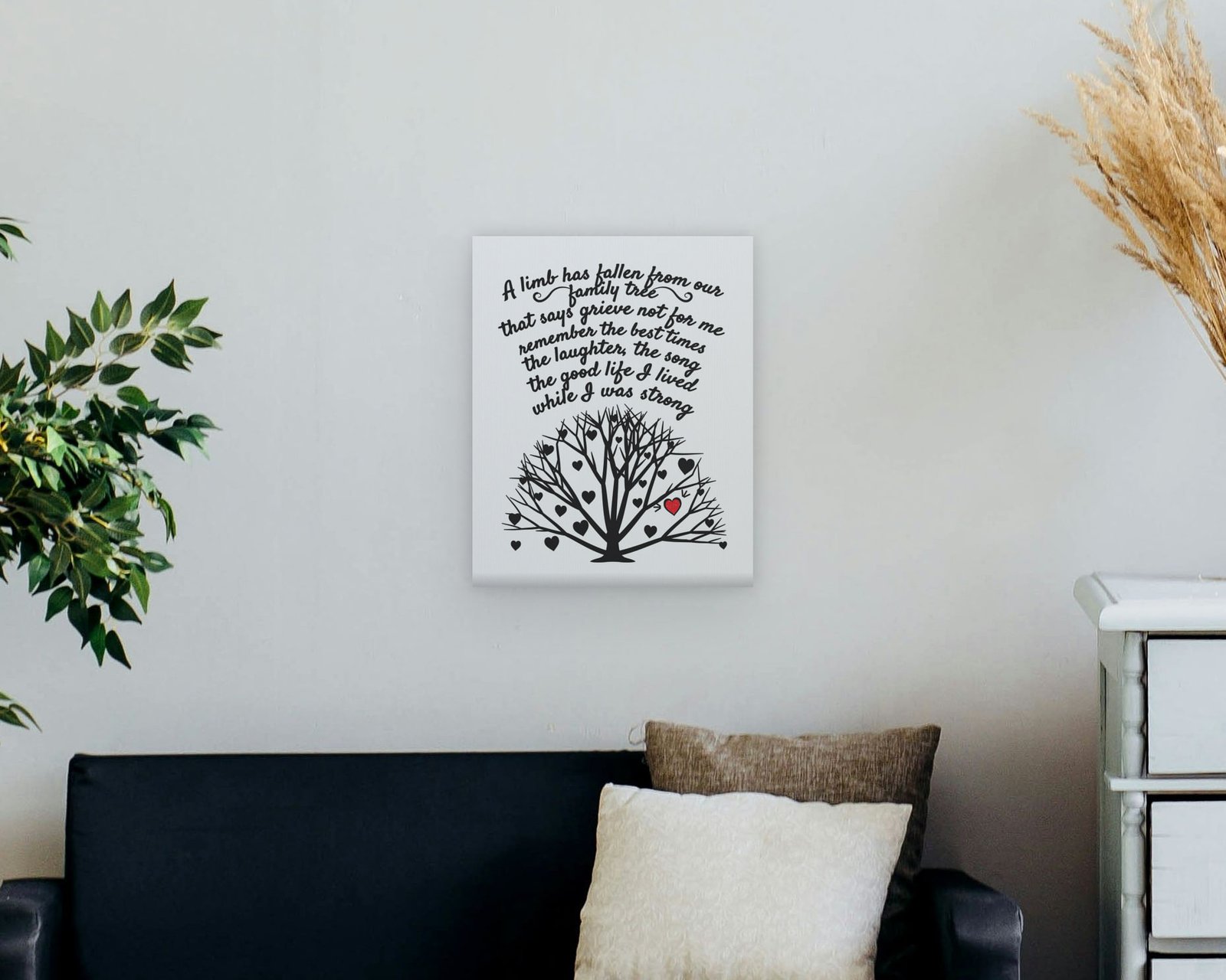 A Limb Has Fallen, Gallery canvas in a living room