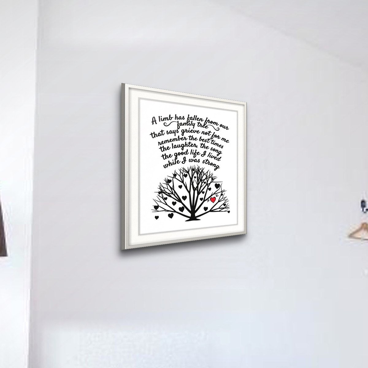 A Limb Has Fallen shown framed on a wall