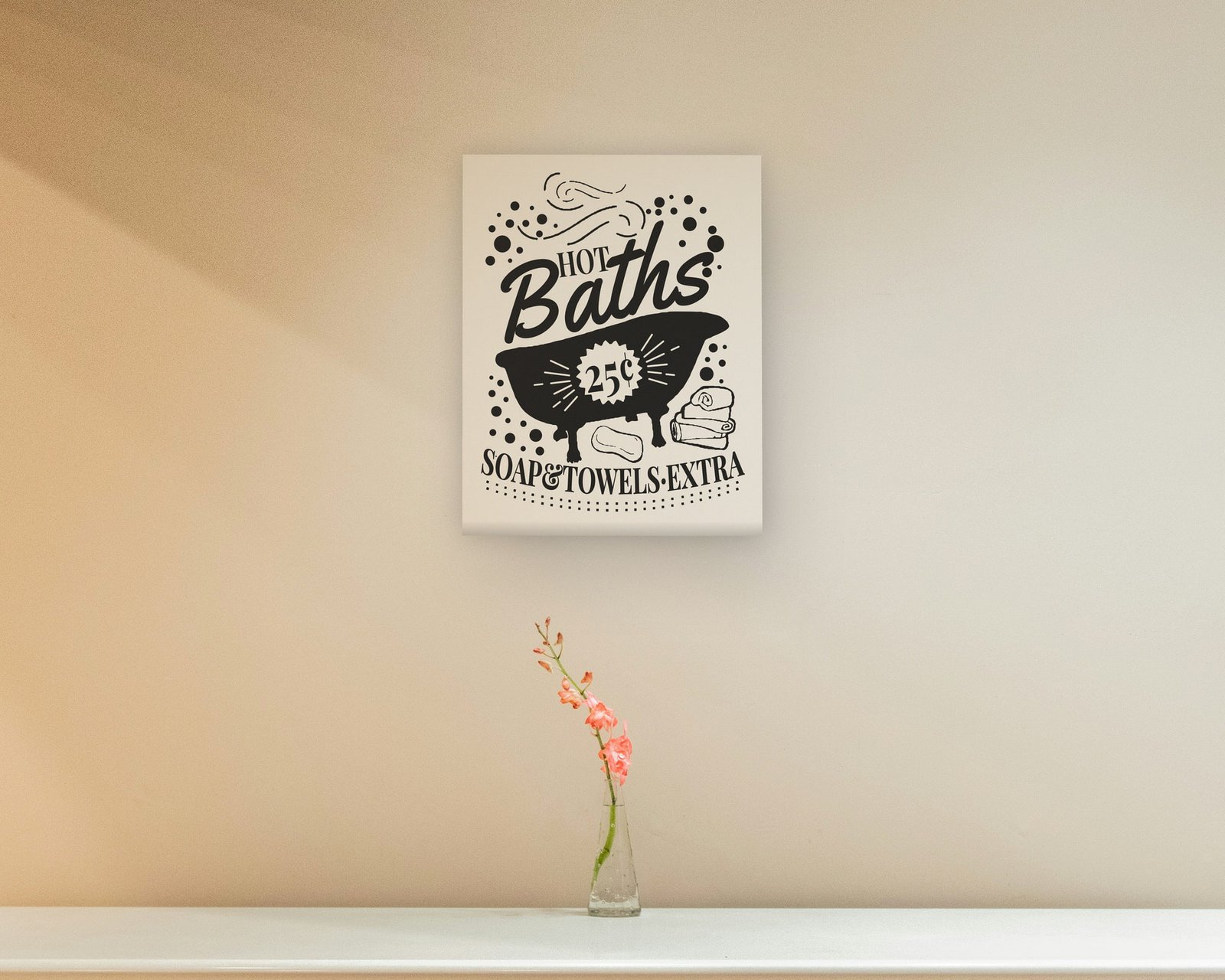Hot Baths, 25 Cents, Gallery canvas in a hallway and entry