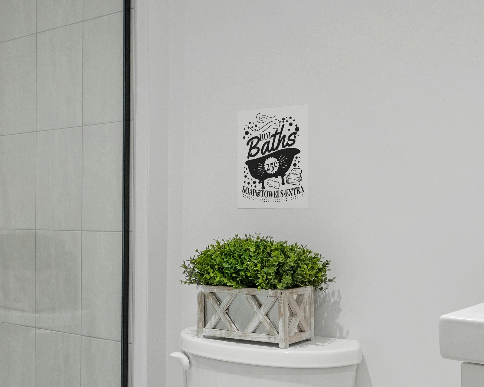 Hot Baths, 25 Cents, Bare print in a bathroom