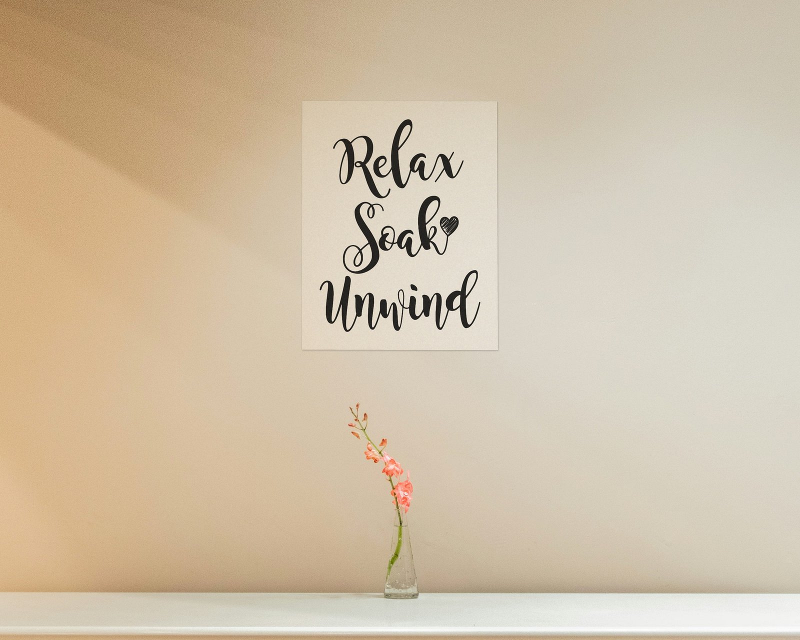 Relax, Soak, Unwind, Bare print in a hallway and entry