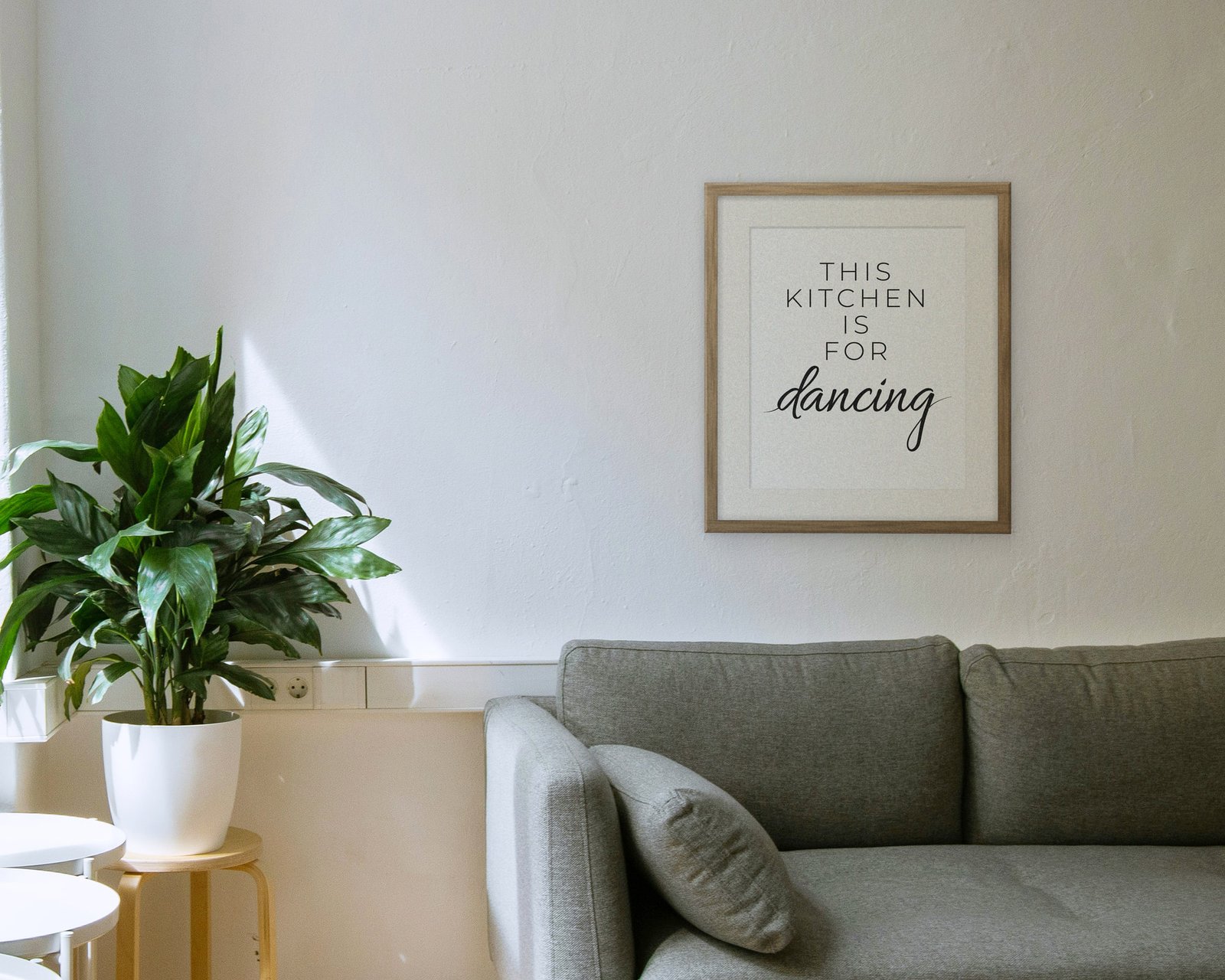This Kitchen Is For Dancing, Framed in a living room