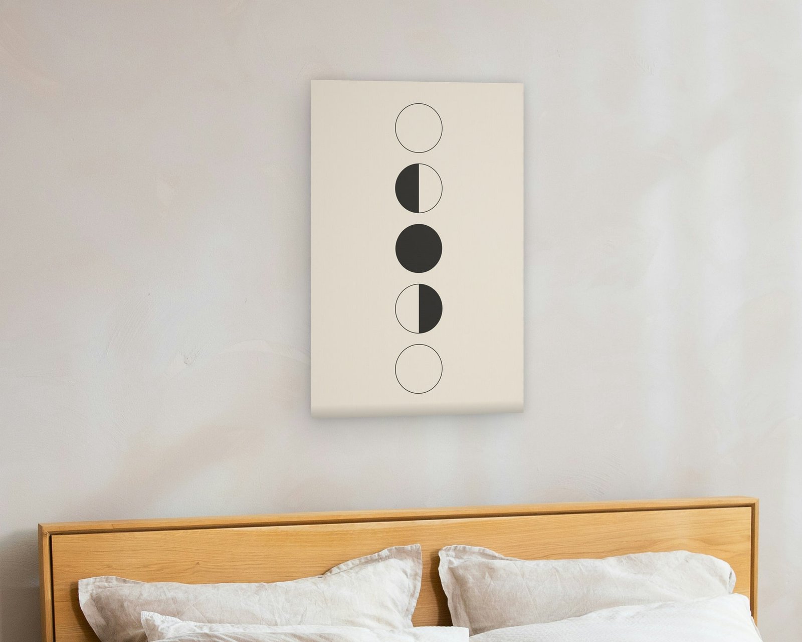 Moon Phases Printable Wall Art, Gallery canvas in a bedroom