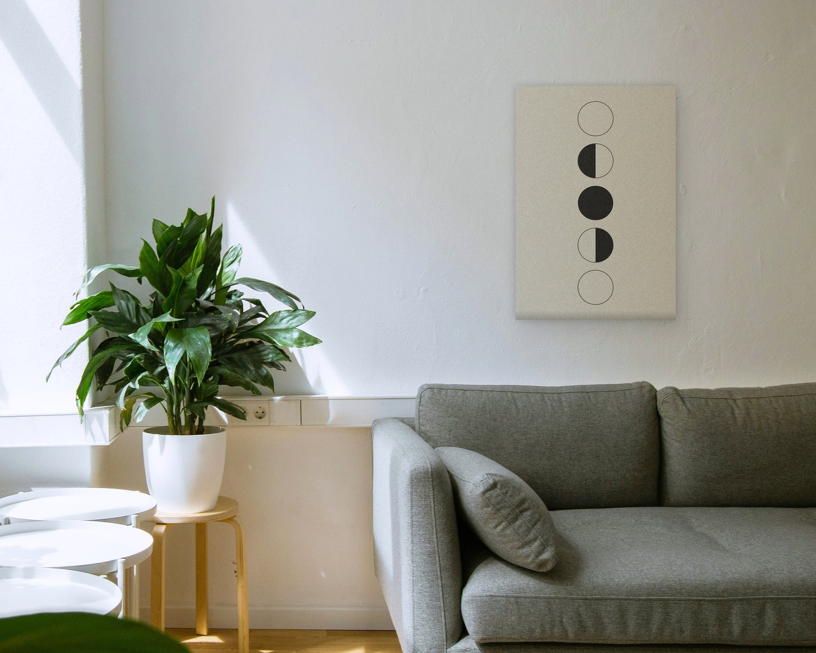 Moon Phases Printable Wall Art, Gallery canvas in a living room