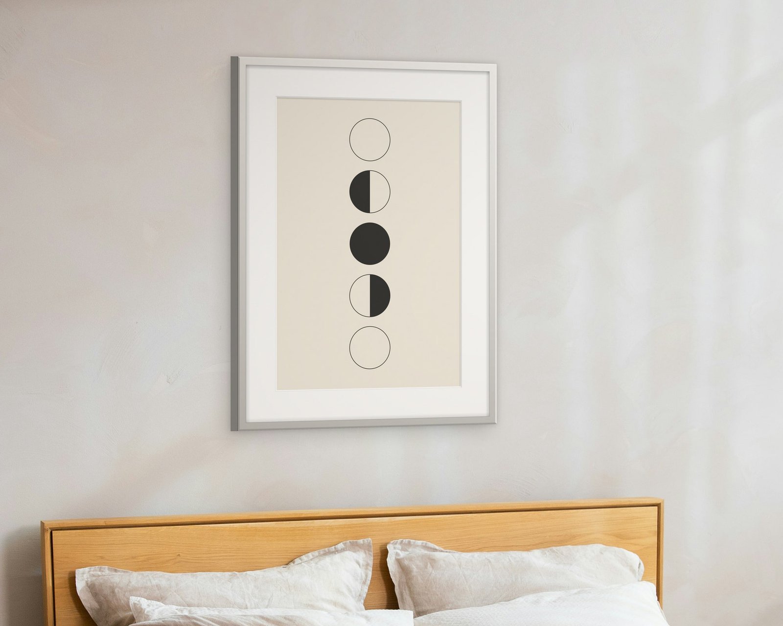 Moon Phases: Bedroom, shown at 20×30 in, framed