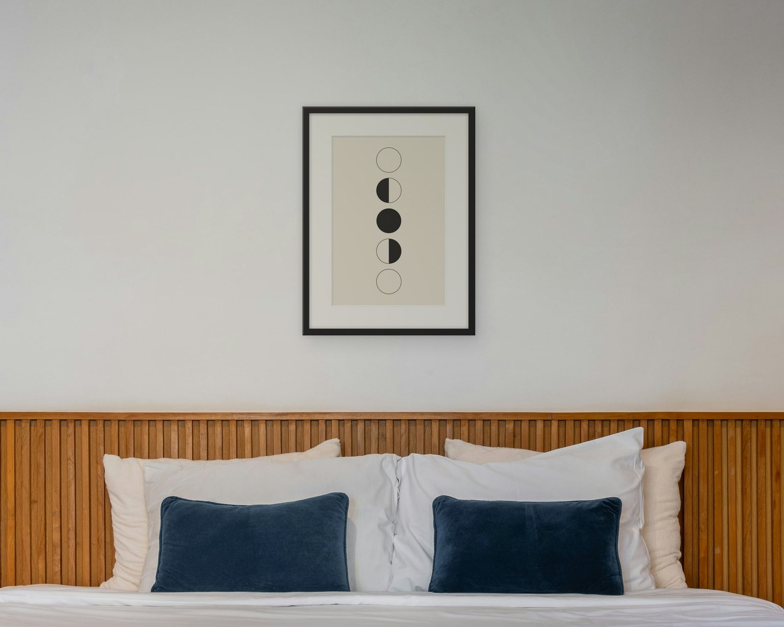 Moon Phases Printable Wall Art, Framed in a bedroom