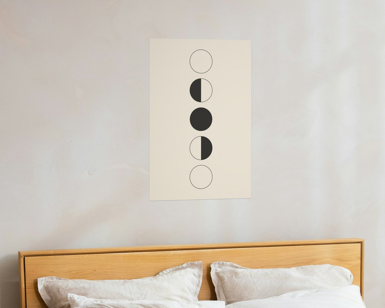 Moon Phases Printable Wall Art, Bare print in a bedroom