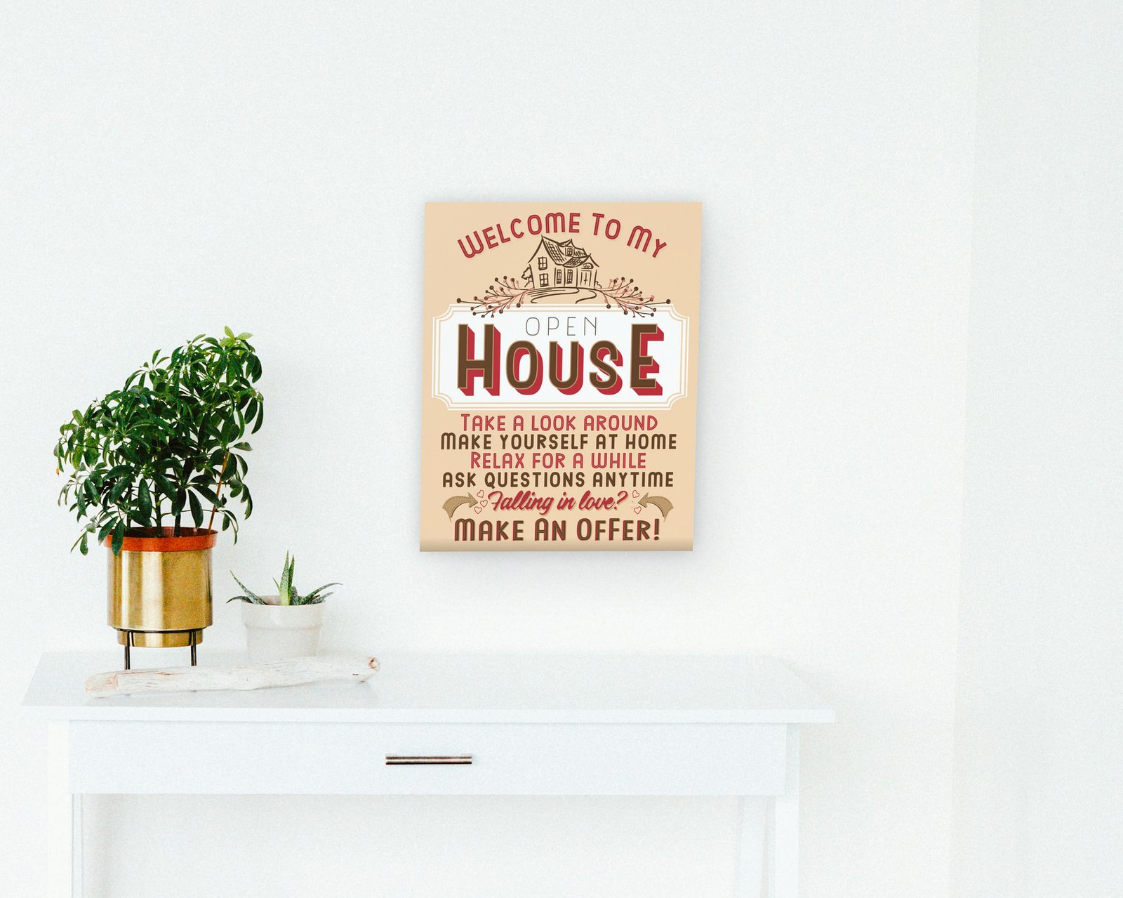 Welcome To My Open House, Gallery canvas in a hallway and entry