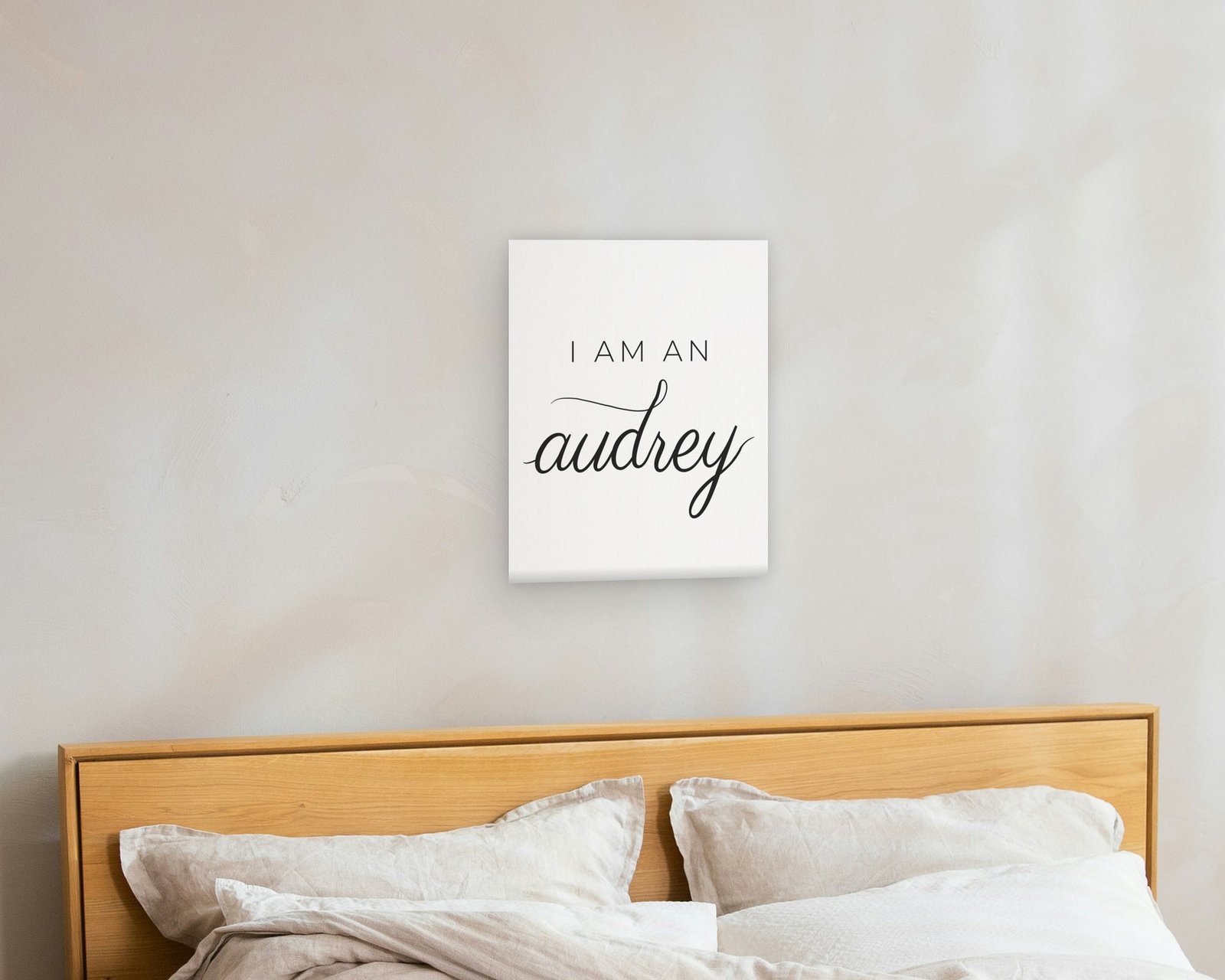 I Am An Audrey, Gallery canvas in a bedroom