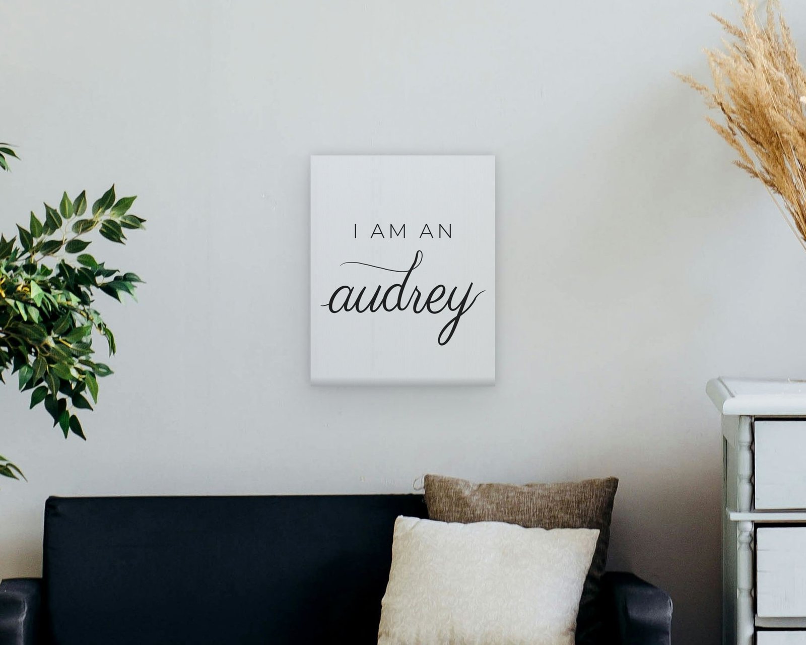 I Am An Audrey, Gallery canvas in a living room