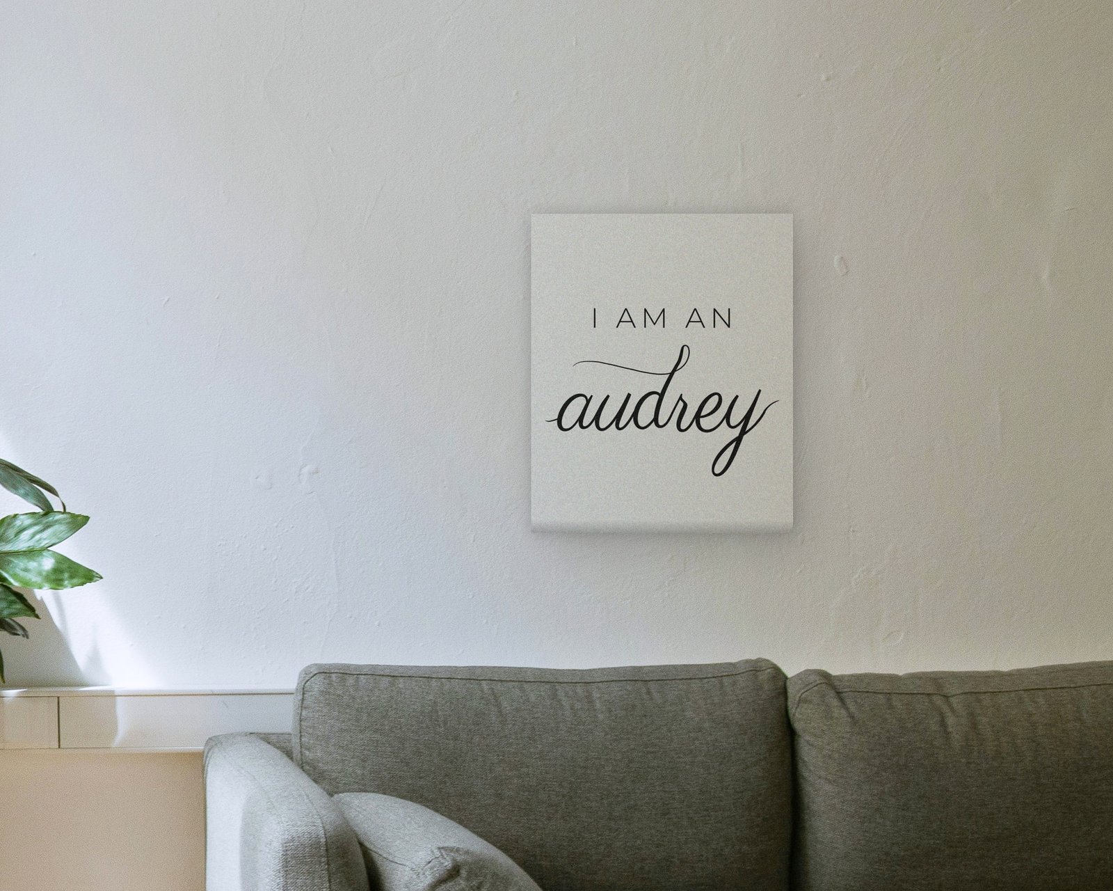 I Am An Audrey, Gallery canvas in a living room