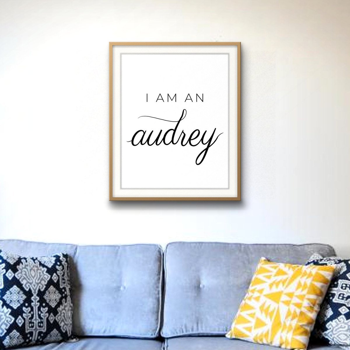 I Am An Audrey shown framed on a wall