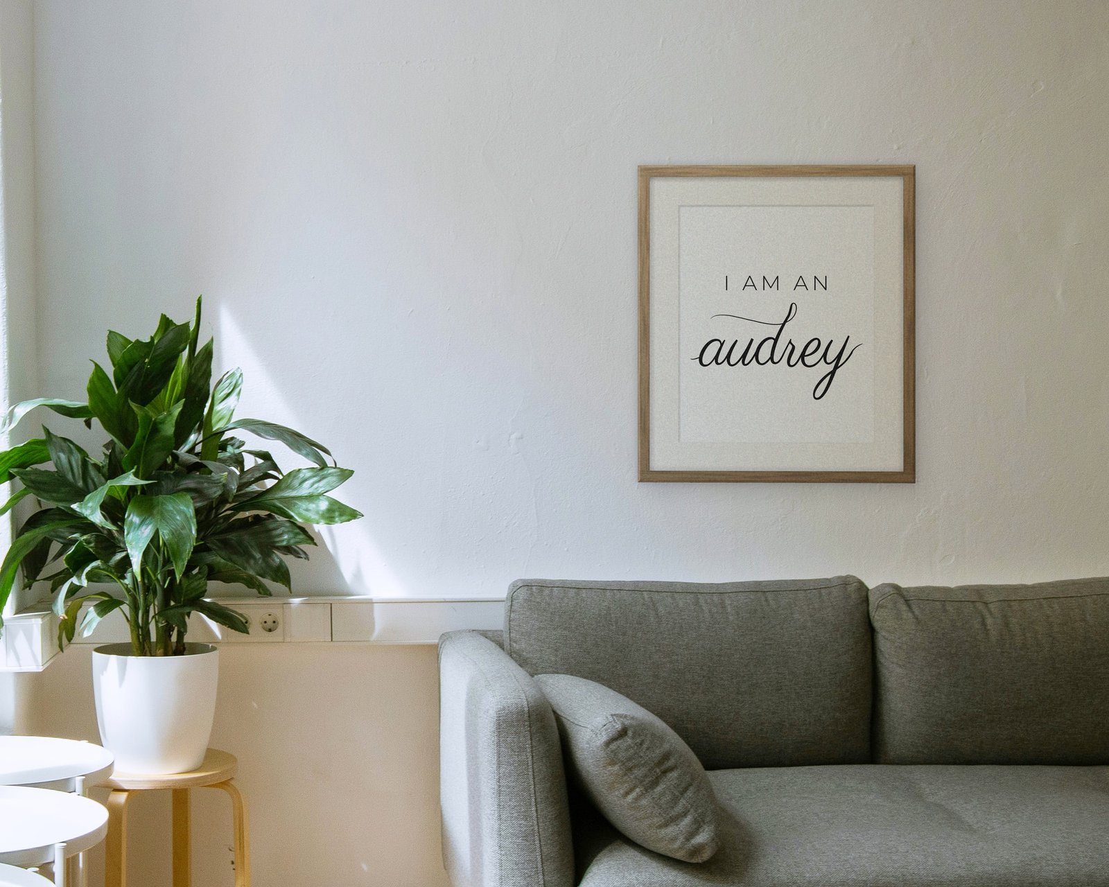 I Am An Audrey, Framed in a living room