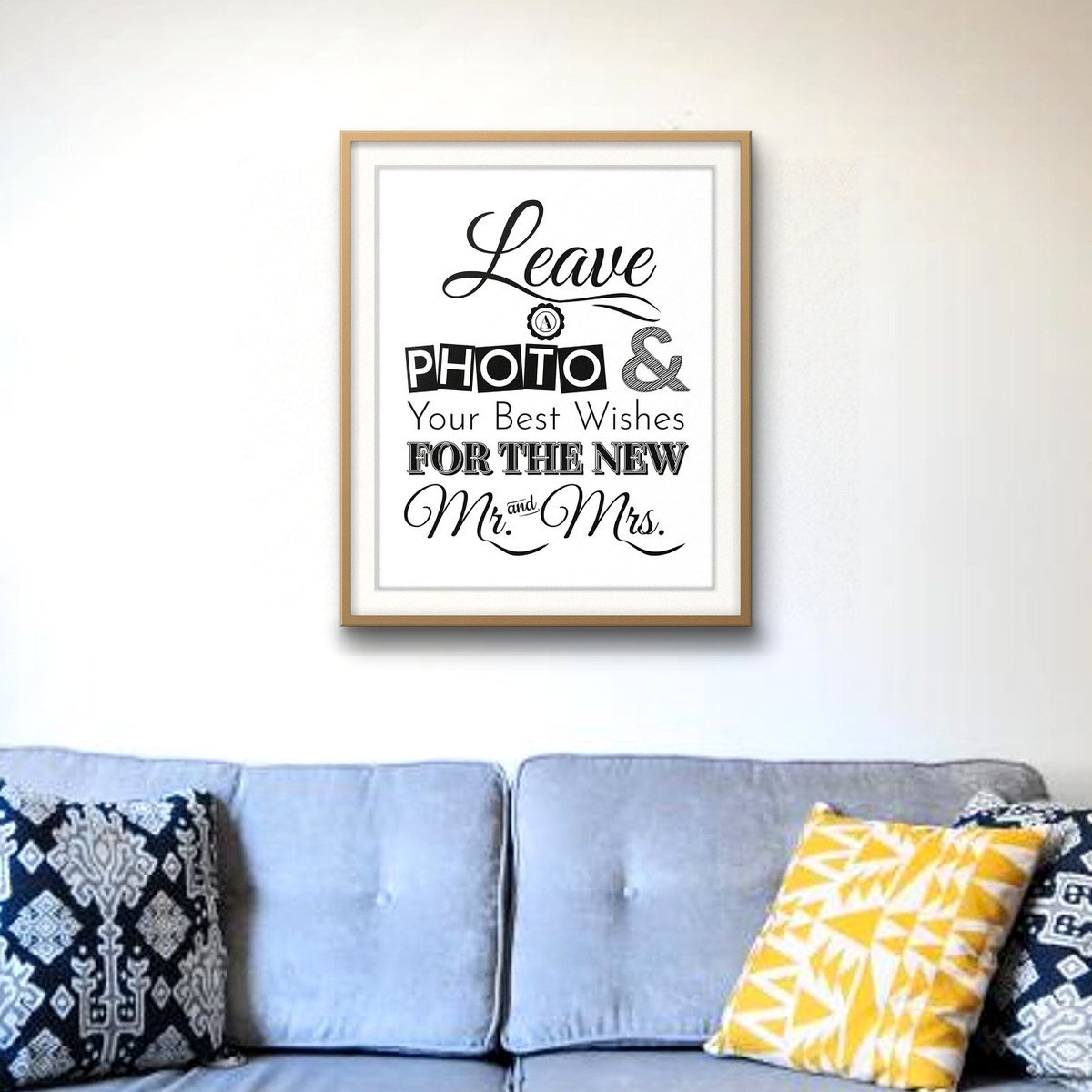 Leave A Photo And Your Best Wishes shown framed on a wall