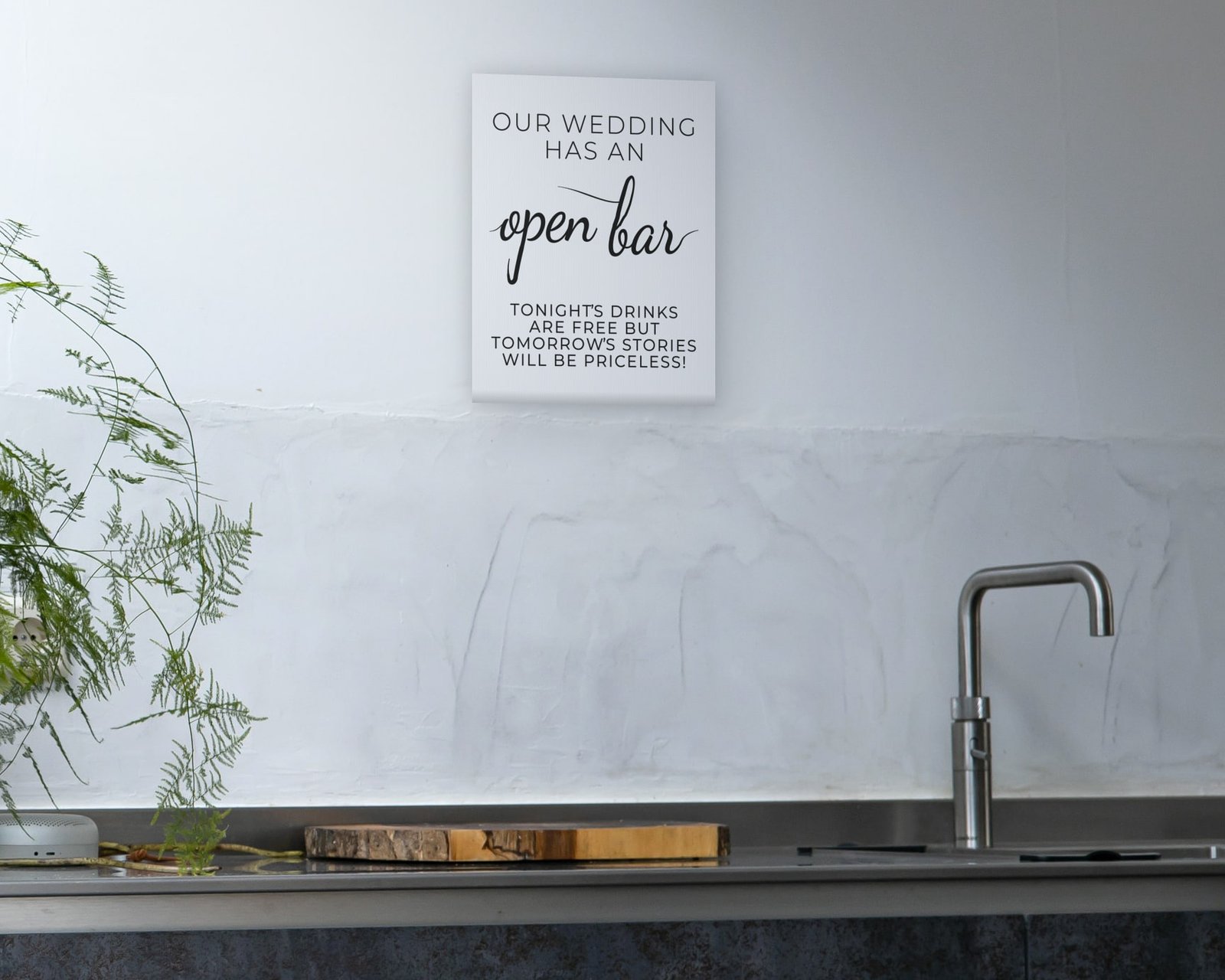 Our Wedding Has An Open Bar, Gallery canvas in a kitchen