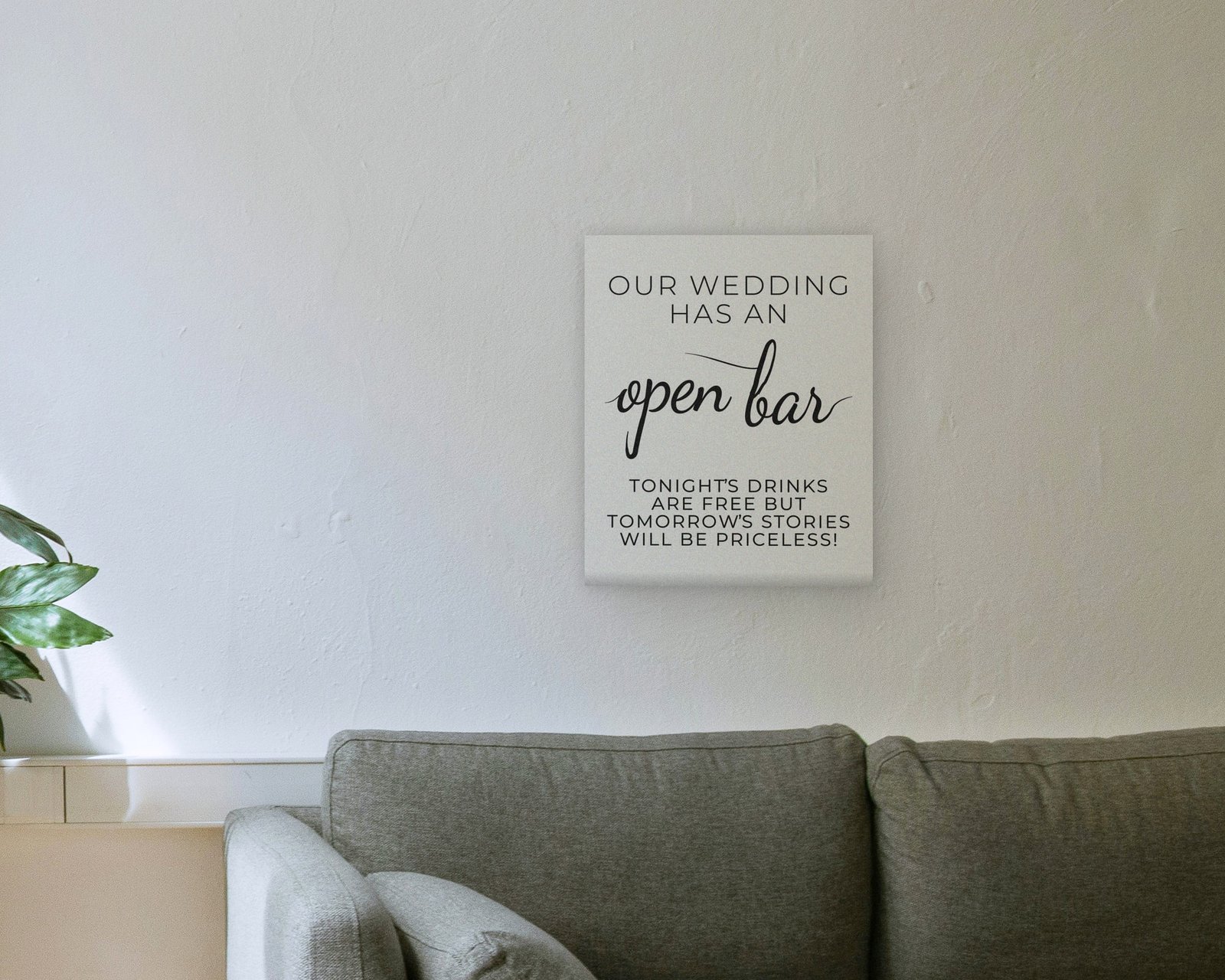 Our Wedding Has An Open Bar, Gallery canvas in a living room