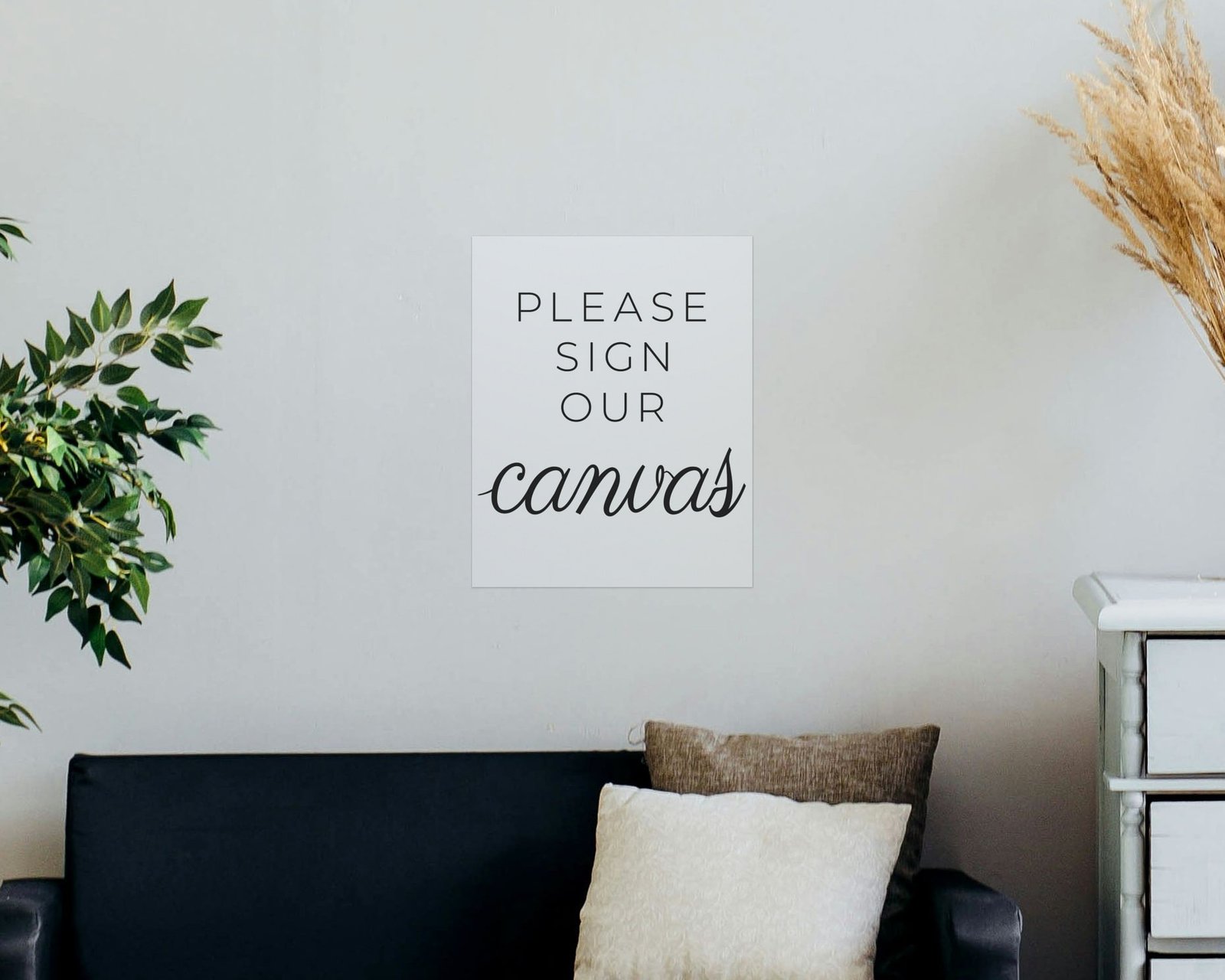 Please Sign Our Canvas, Bare print in a living room
