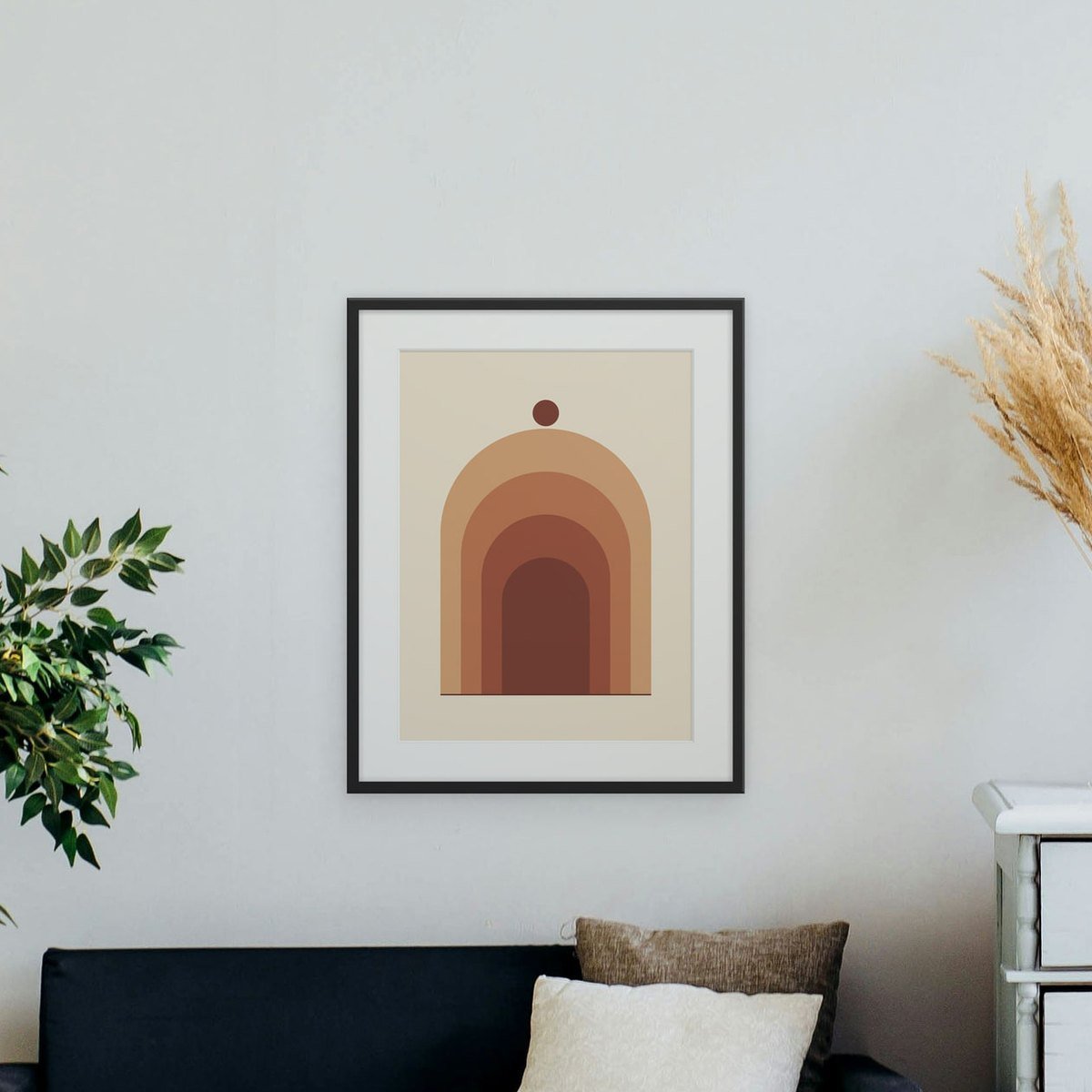 Desert Arches shown framed on a wall