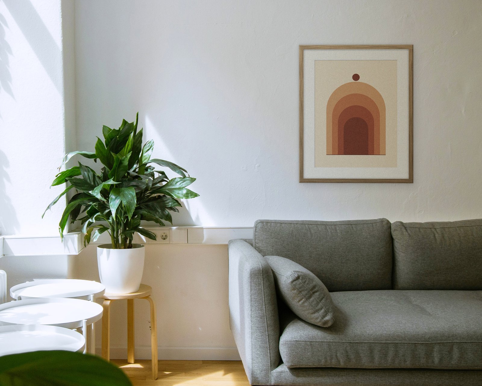 Desert Arches Printable Wall Art, Framed in a living room