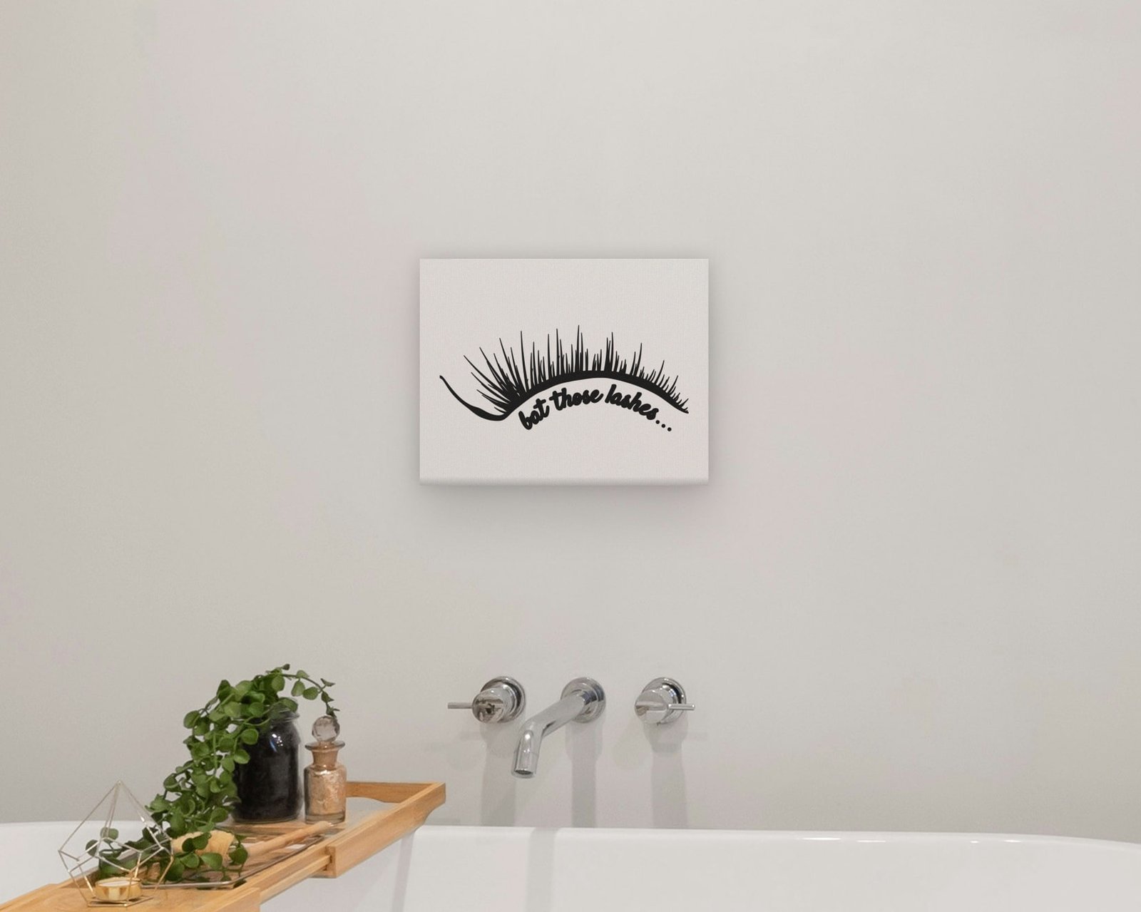 Bat Those Lashes, Gallery canvas in a bathroom
