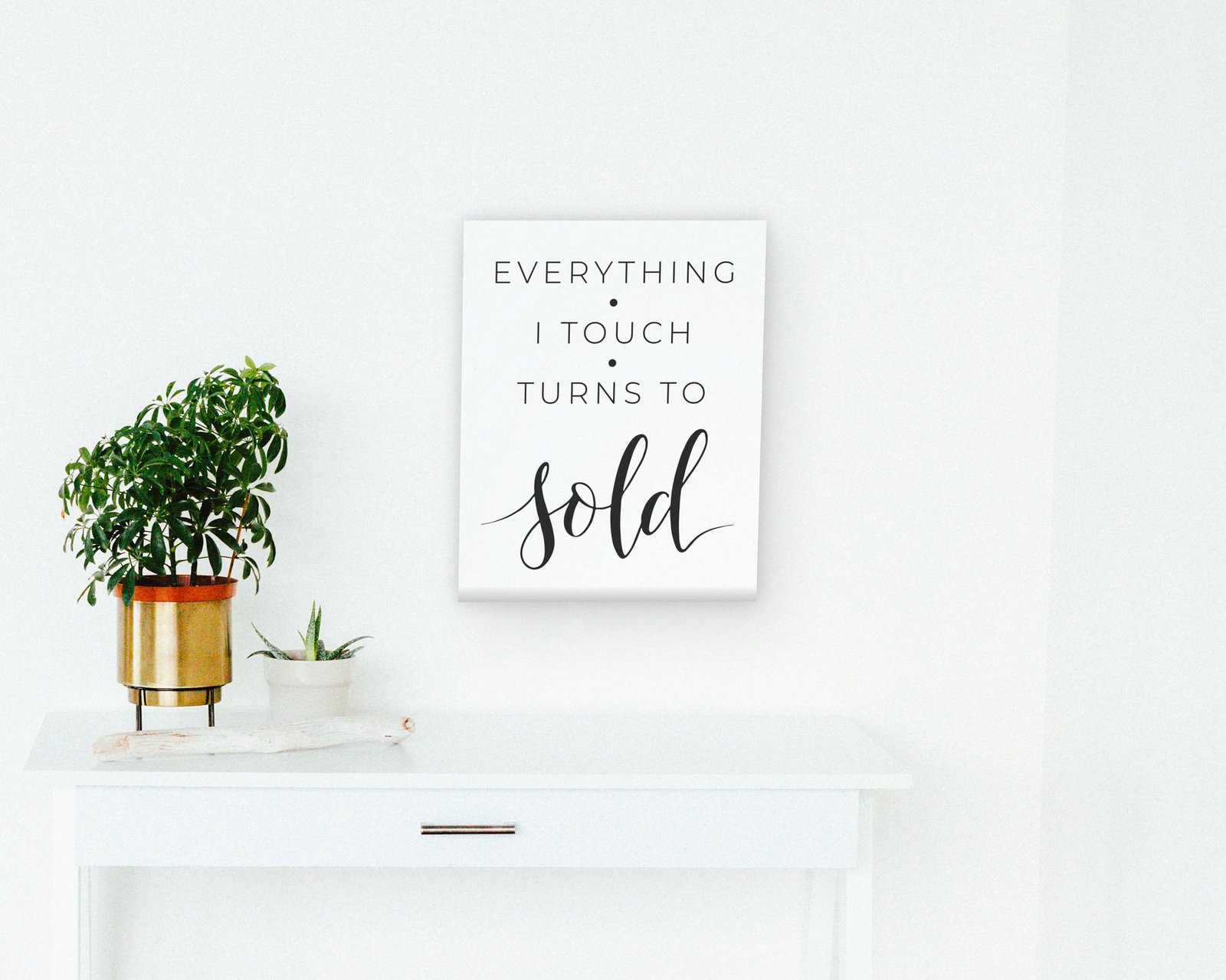 Everything I Touch Turns To Sold, Gallery canvas in a hallway and entry