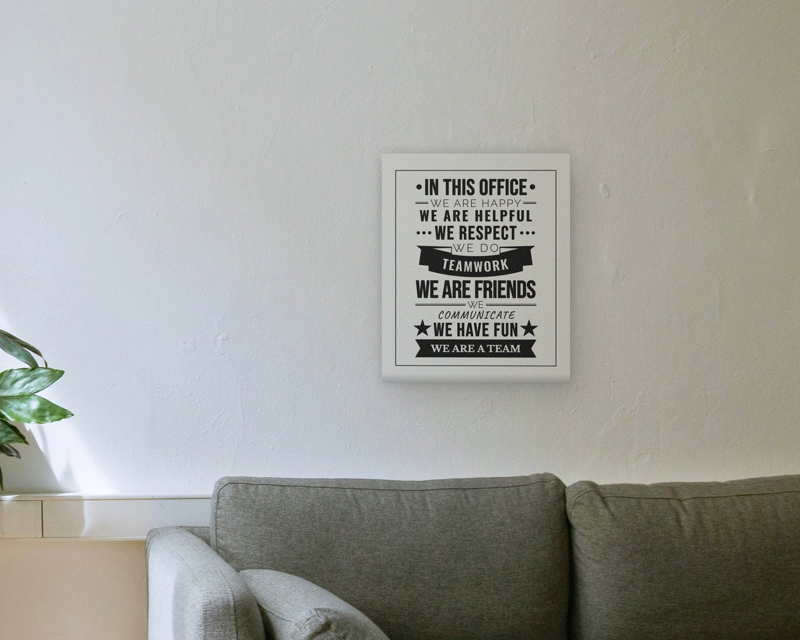 In This Office, Gallery canvas in a living room