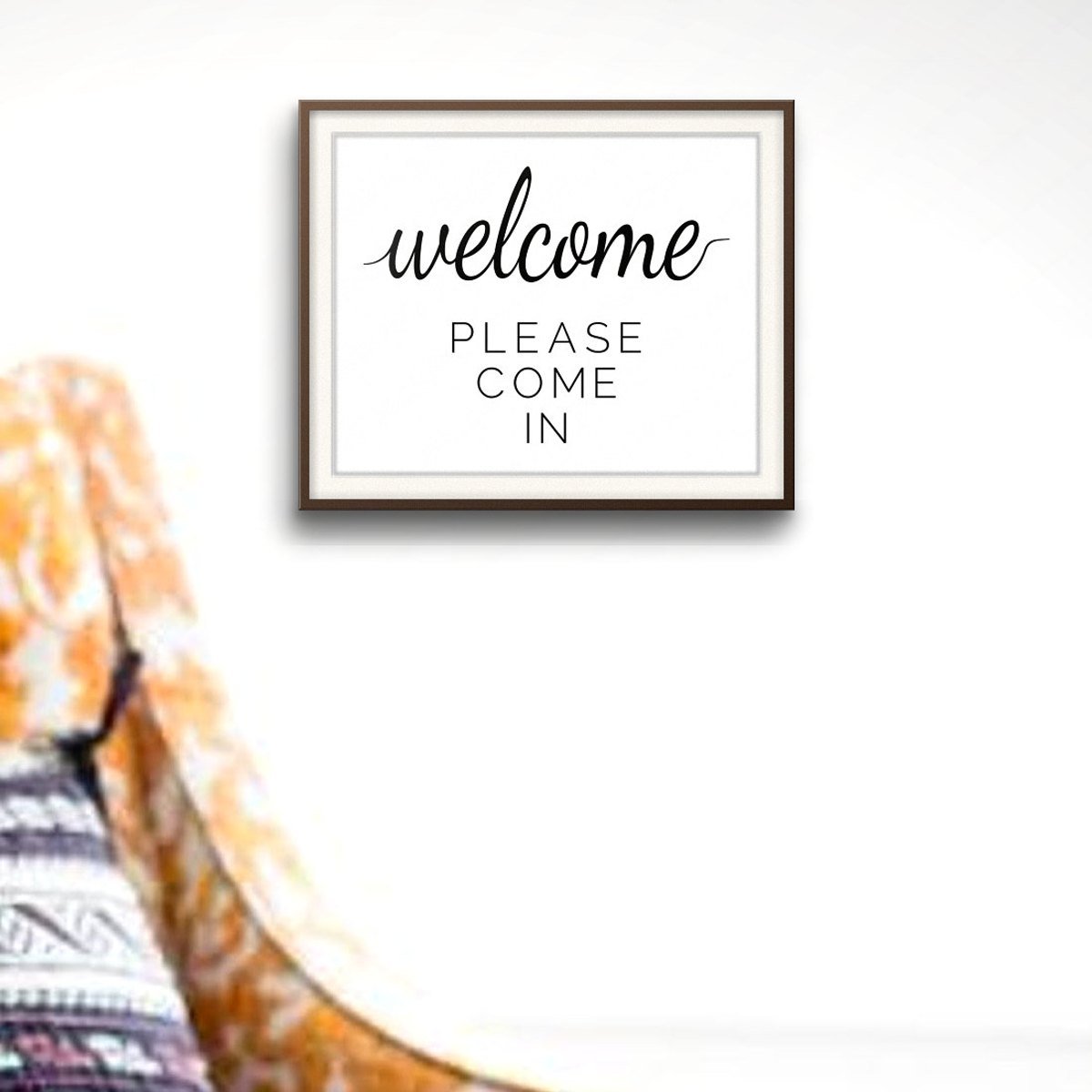 Welcome, Please Come In shown framed on a wall
