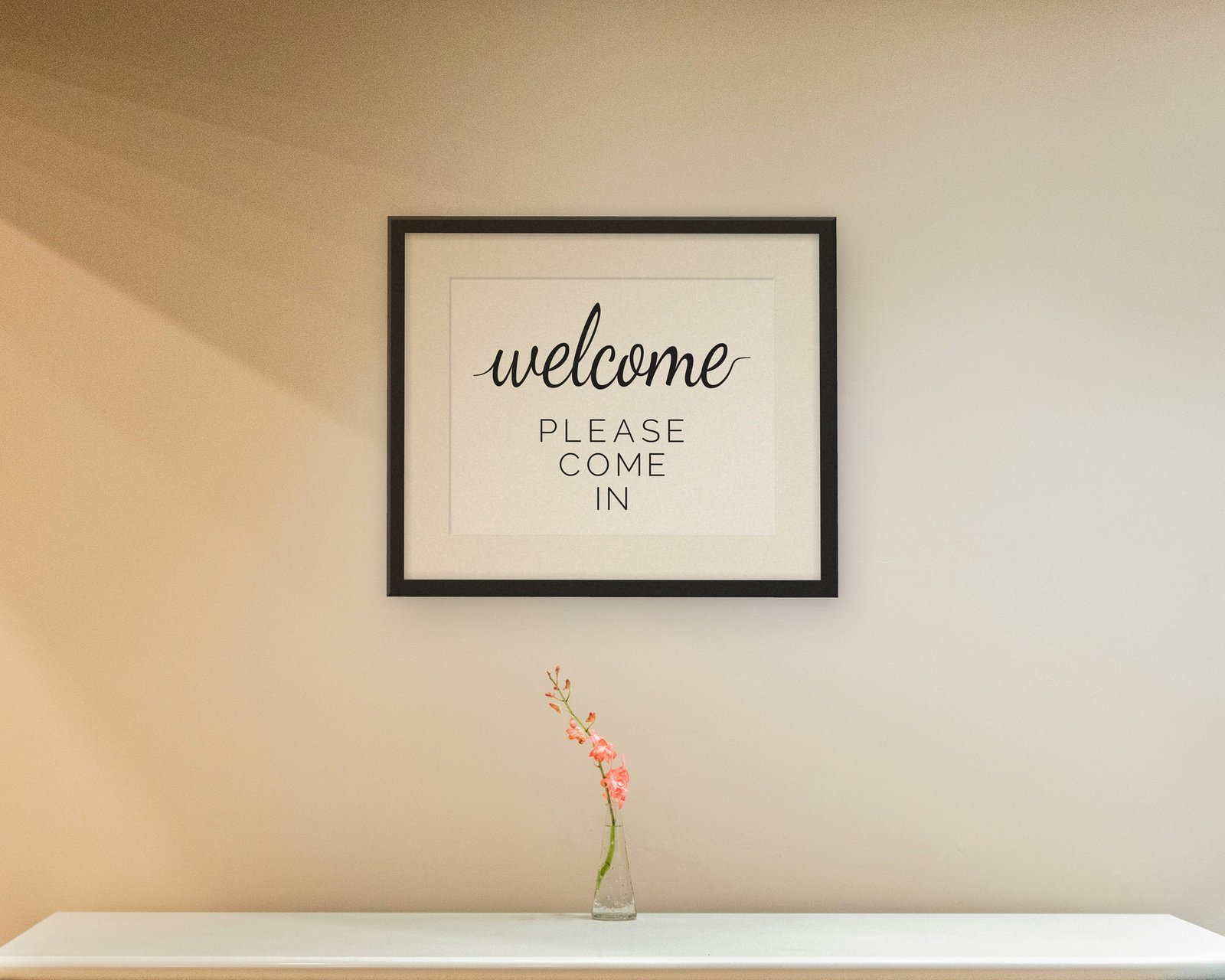 Welcome, Please Come In, Framed in a hallway and entry