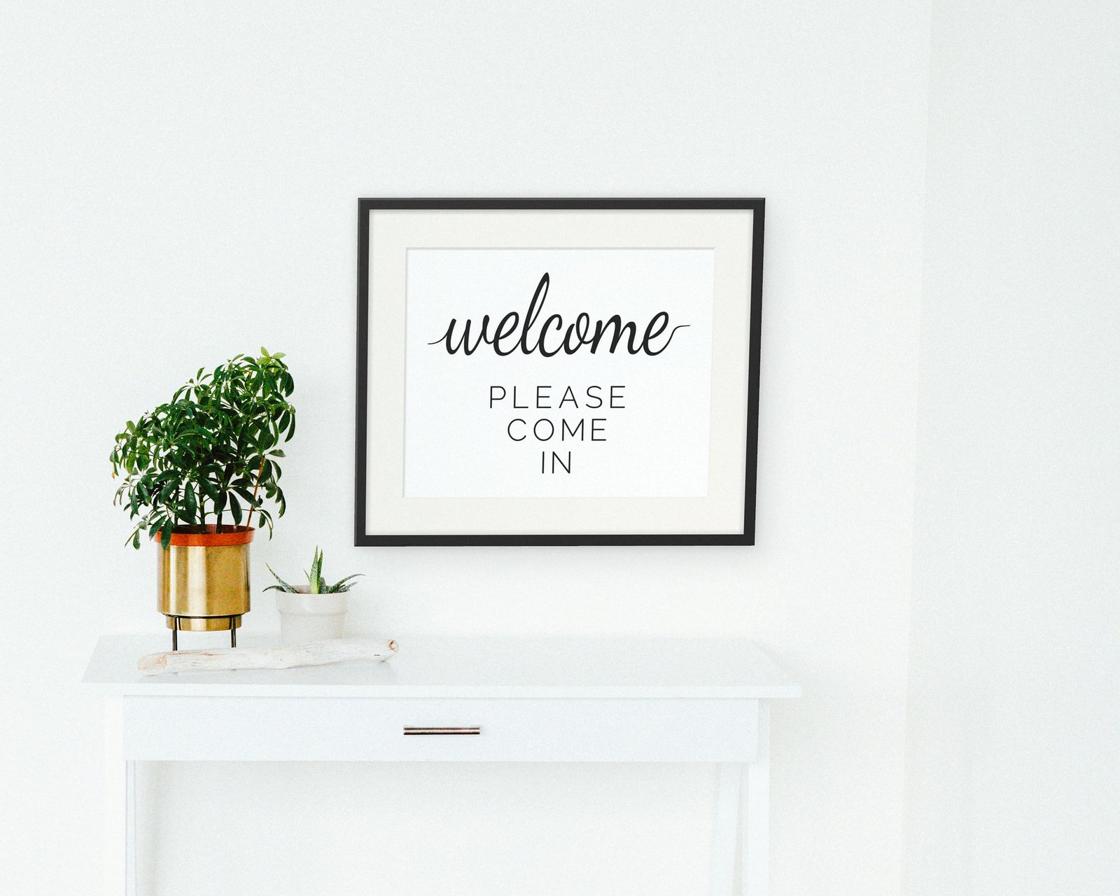 Welcome, Please Come In, Framed in a hallway and entry