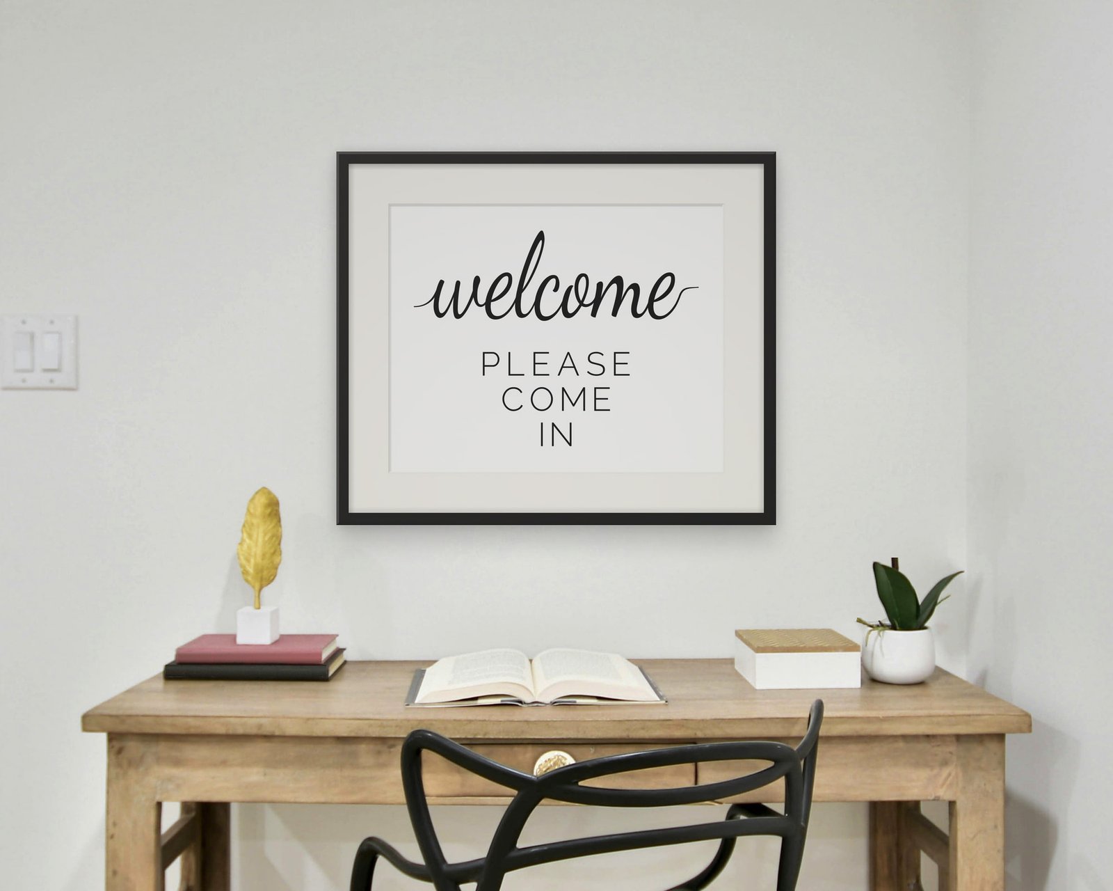 Welcome, Please Come In, Framed in a home office