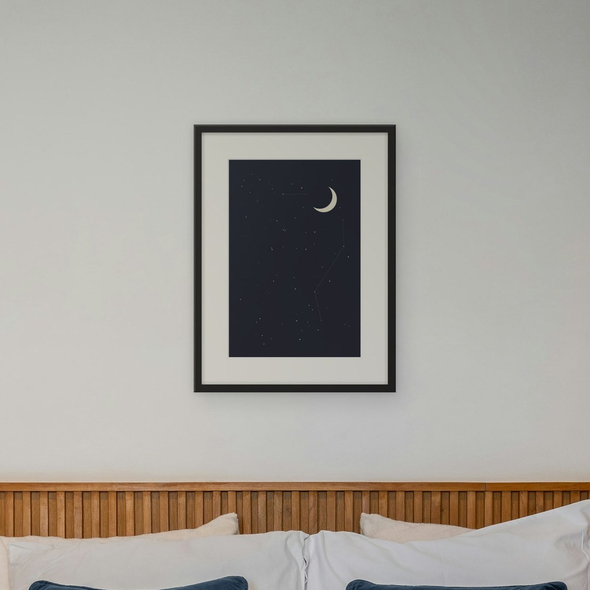 Midnight Constellation shown framed on a wall