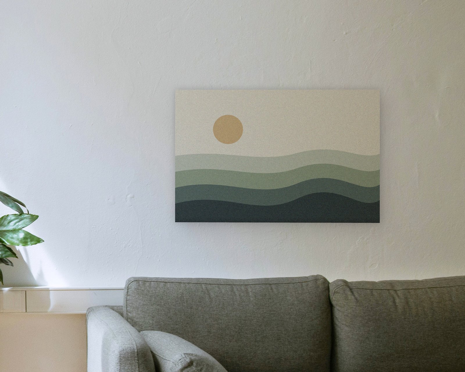 Abstract Tide Printable Wall Art, Gallery canvas in a living room