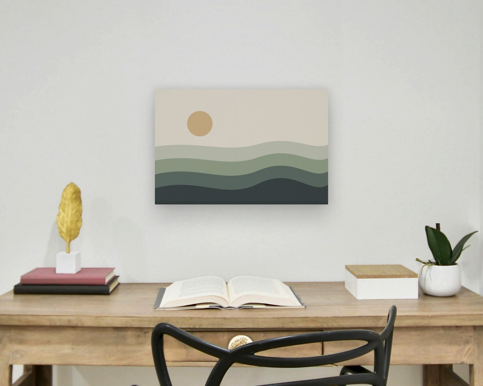 Abstract Tide Printable Wall Art, Gallery canvas in a home office