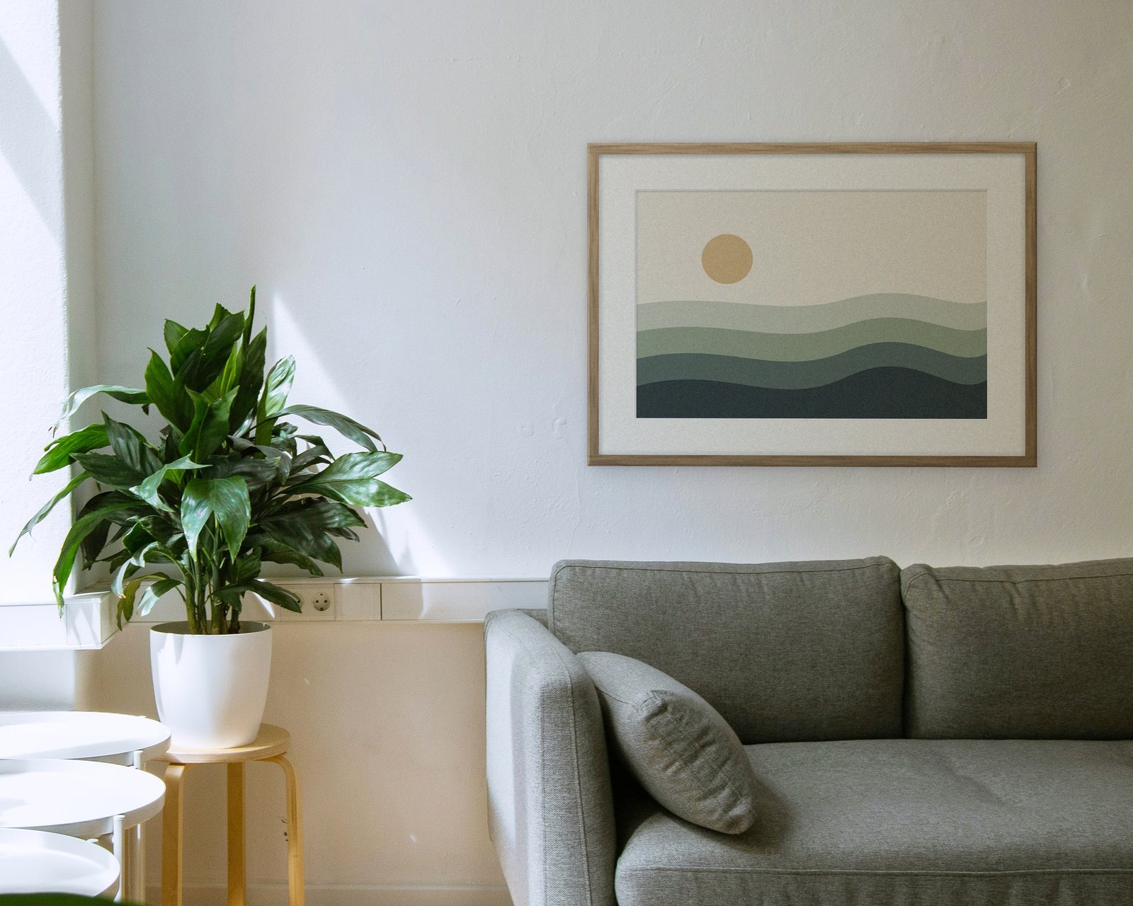 Abstract Tide: Living room, shown at 20×30 in, framed