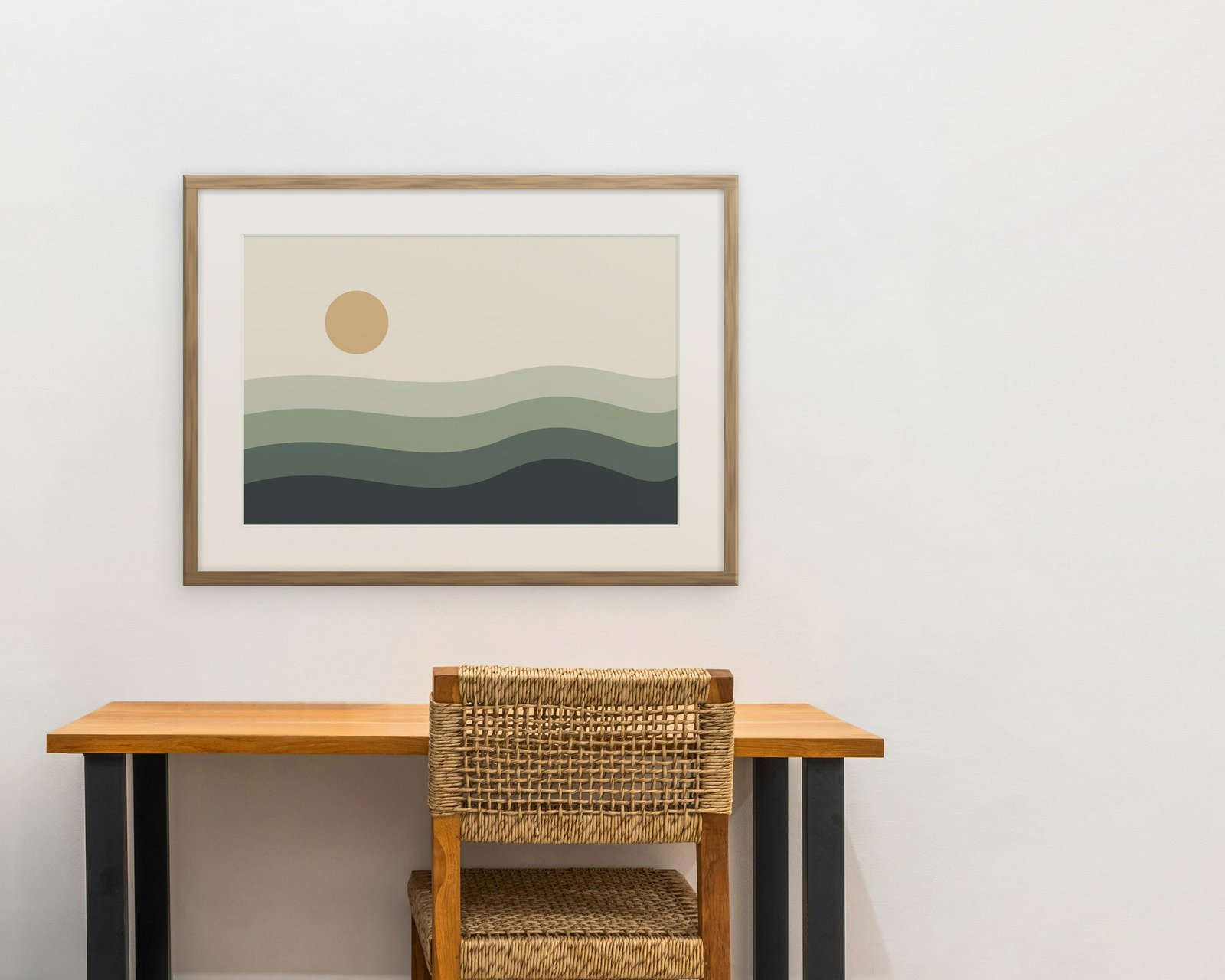 Abstract Tide Printable Wall Art, Framed in a home office