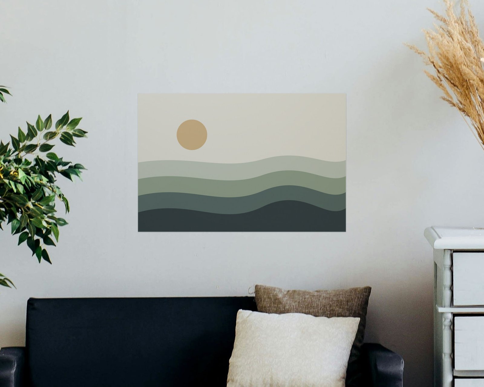 Abstract Tide Printable Wall Art, Bare print in a living room