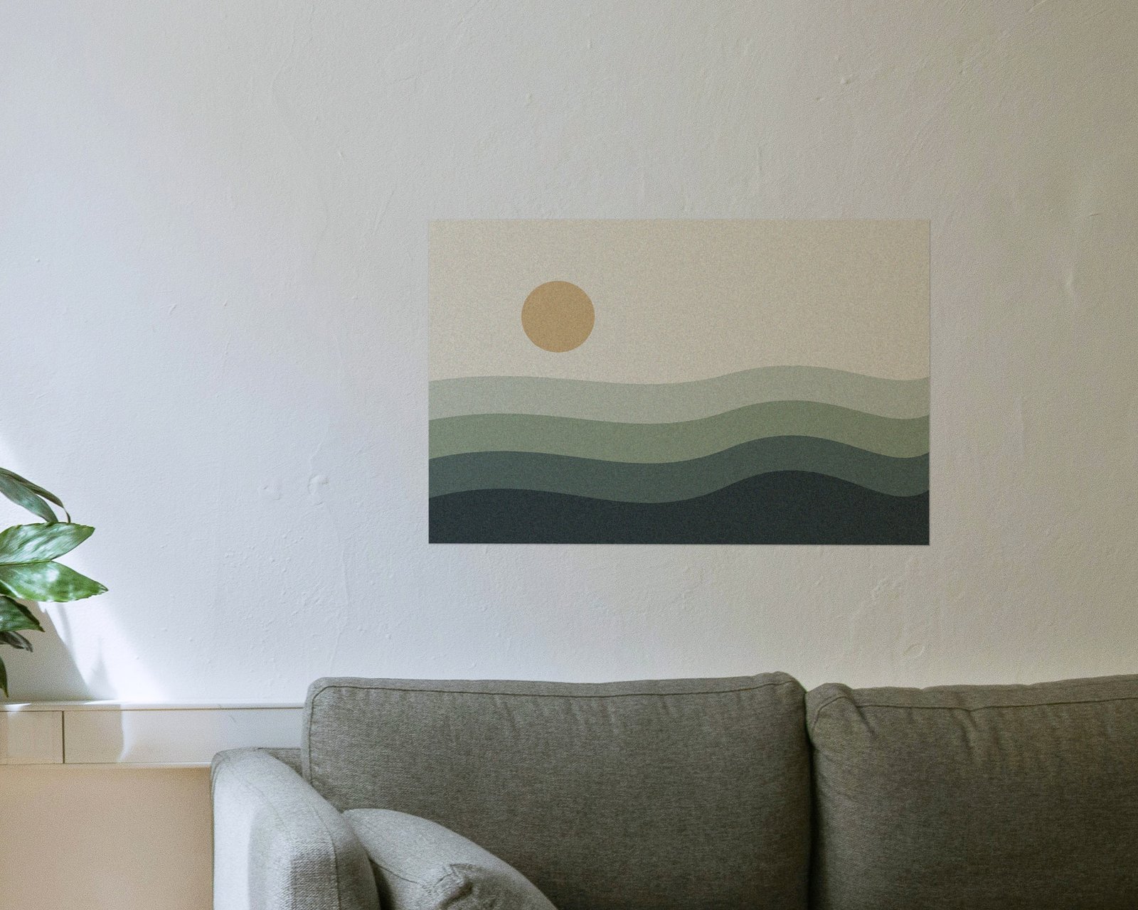 Abstract Tide Printable Wall Art, Bare print in a living room