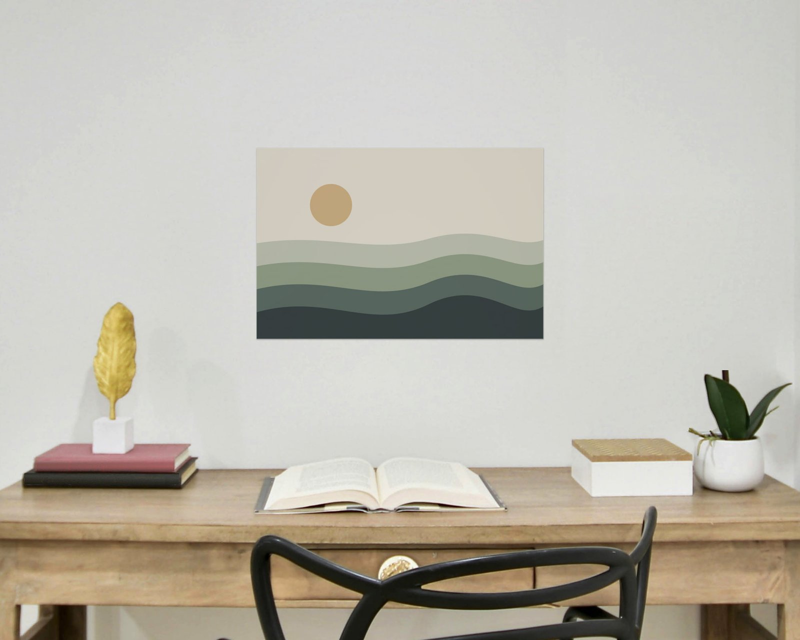 Abstract Tide Printable Wall Art, Bare print in a home office