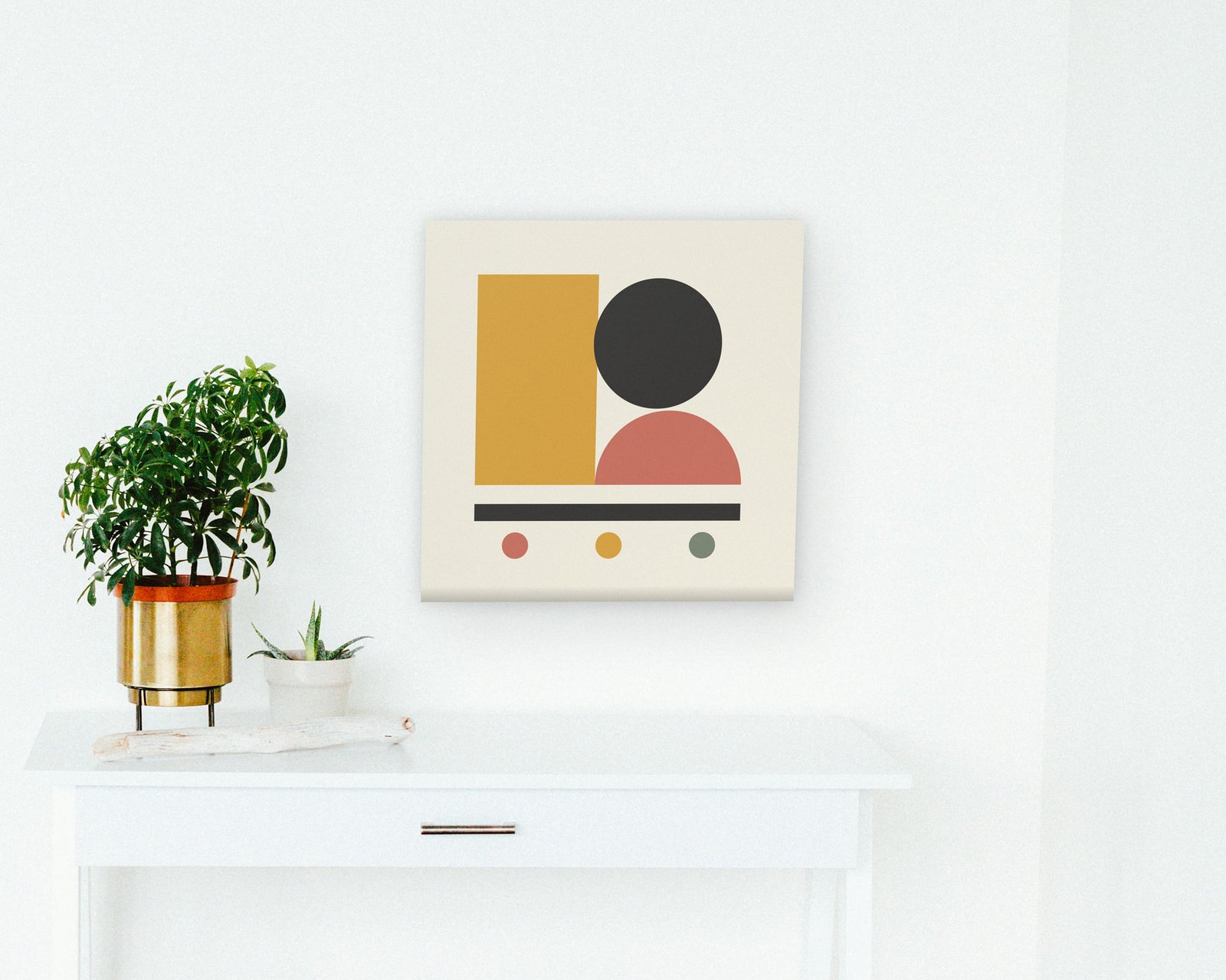 Geo Balance Printable Wall Art, Gallery canvas in a hallway and entry