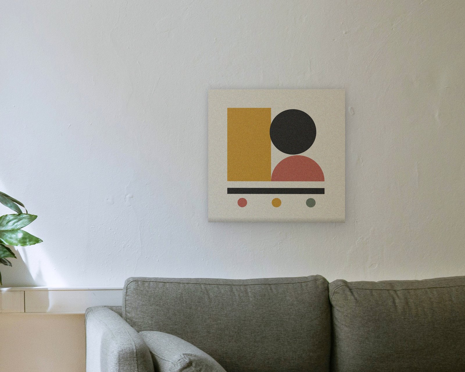 Geo Balance Printable Wall Art, Gallery canvas in a living room