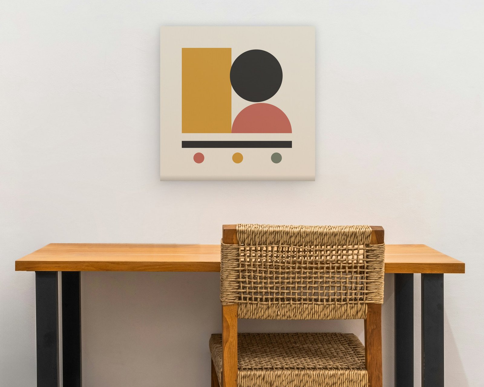 Geo Balance Printable Wall Art, Gallery canvas in a home office